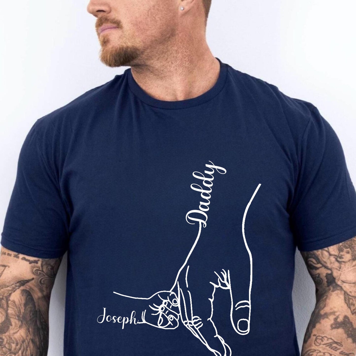 Custom Dad Shirt, Holding Daddy Hand T-Shirt, Dad Shirt With Kids Name, Cool Dad Shirt, Dad Gift From Wife, Shirt For Dad
