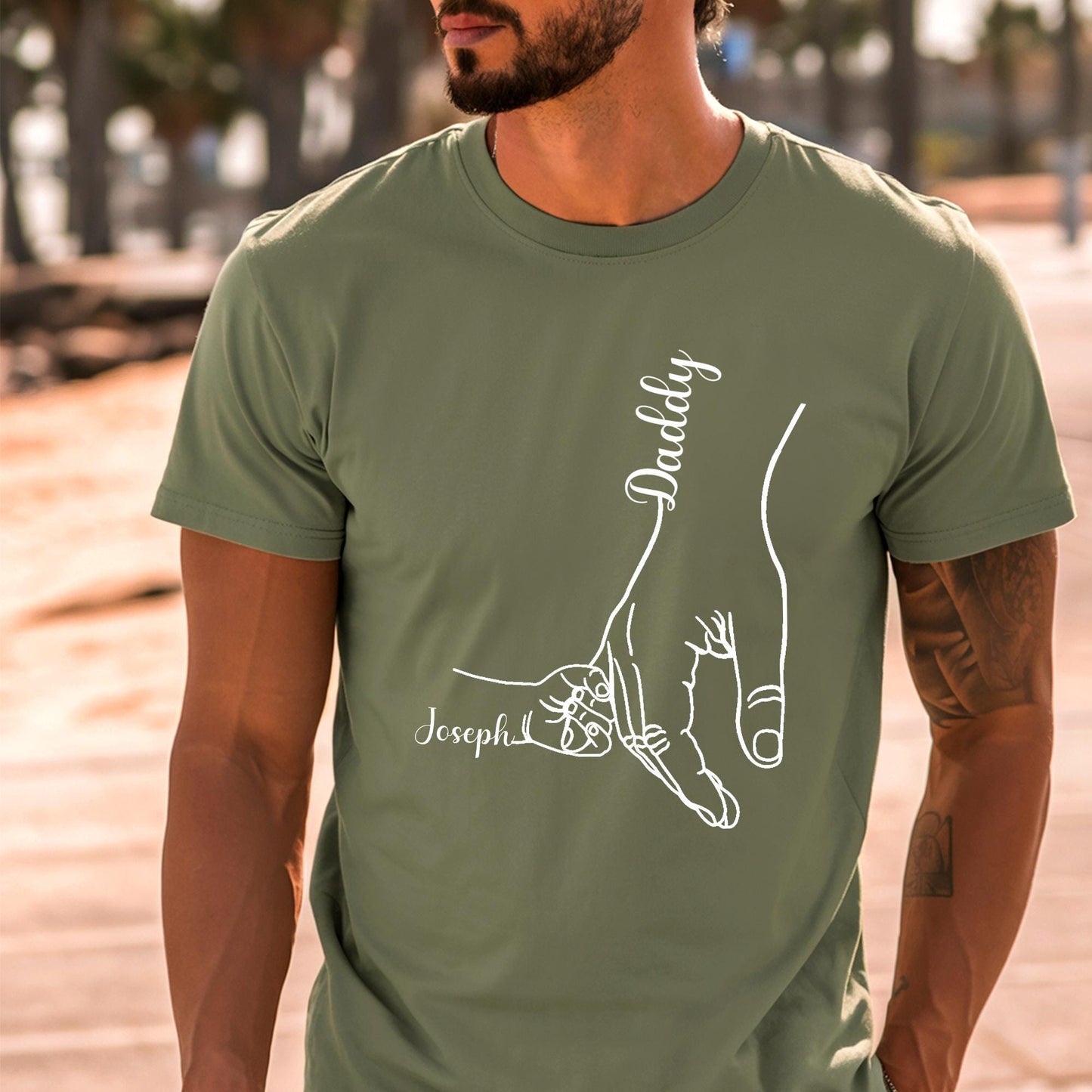 Custom Dad Shirt, Holding Daddy Hand T-Shirt, Dad Shirt With Kids Name, Cool Dad Shirt, Dad Gift From Wife, Shirt For Dad