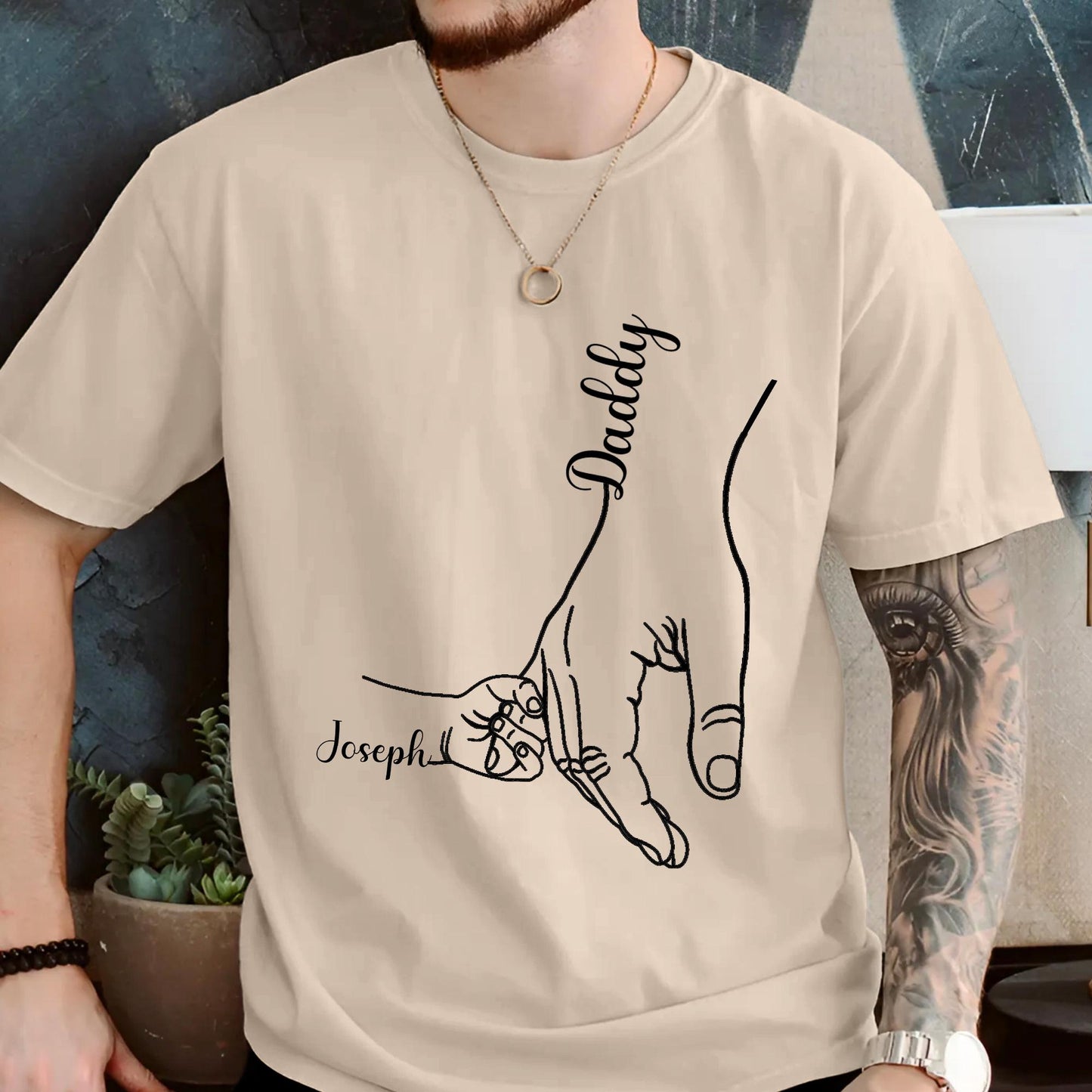 Custom Dad Shirt, Holding Daddy Hand T-Shirt, Dad Shirt With Kids Name, Cool Dad Shirt, Dad Gift From Wife, Shirt For Dad