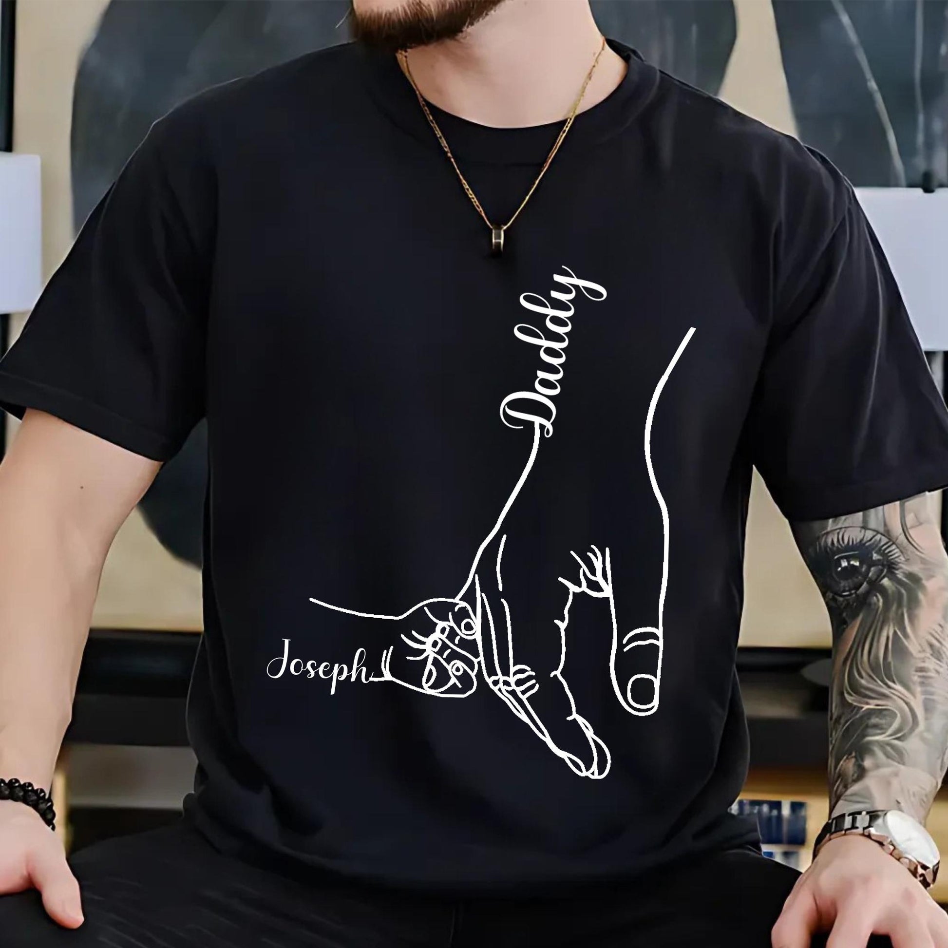 Custom Dad Shirt, Holding Daddy Hand T-Shirt, Dad Shirt With Kids Name, Cool Dad Shirt, Dad Gift From Wife, Shirt For Dad