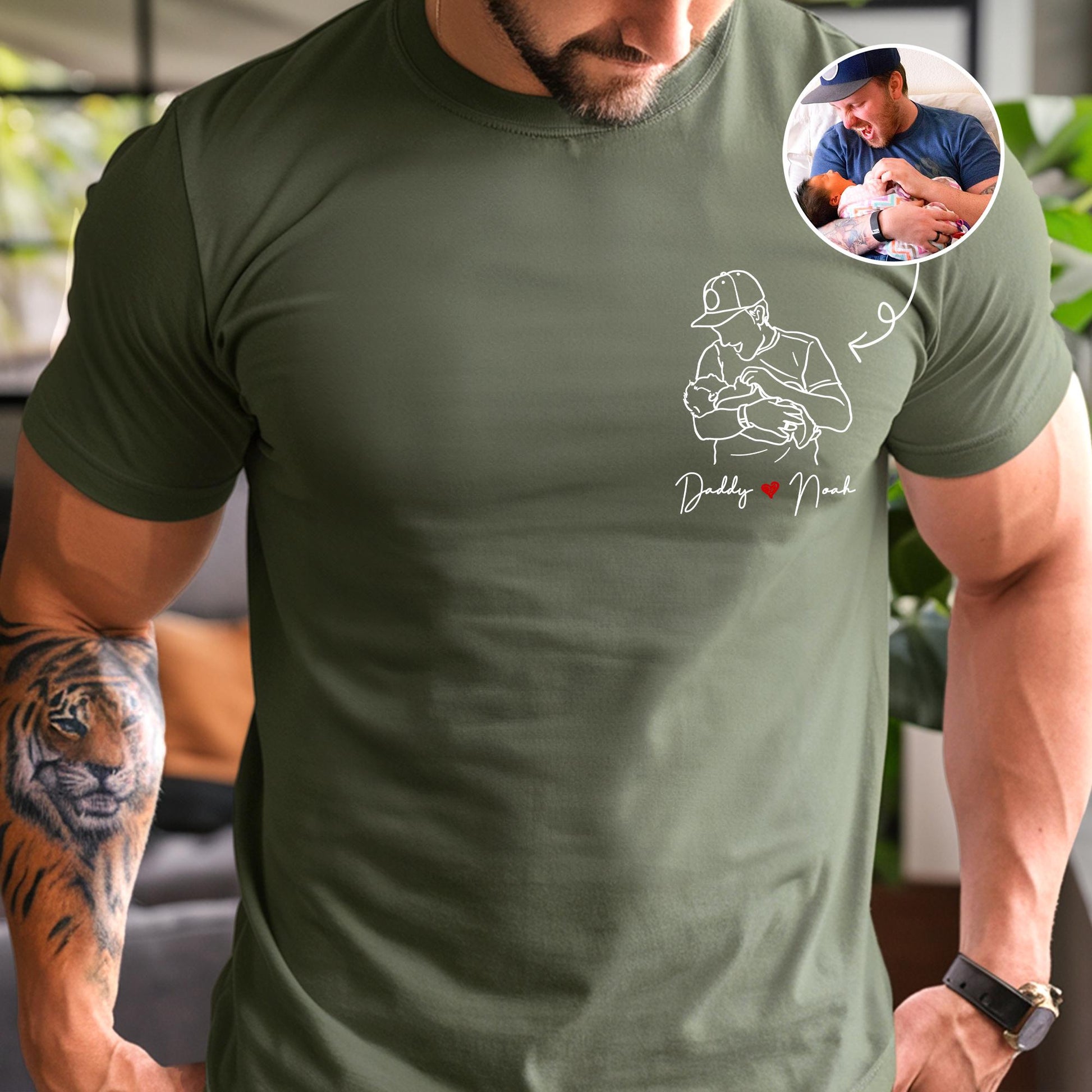 Custom Dad Portrait From Photo Shirt, Father's Day Gift for New Dad