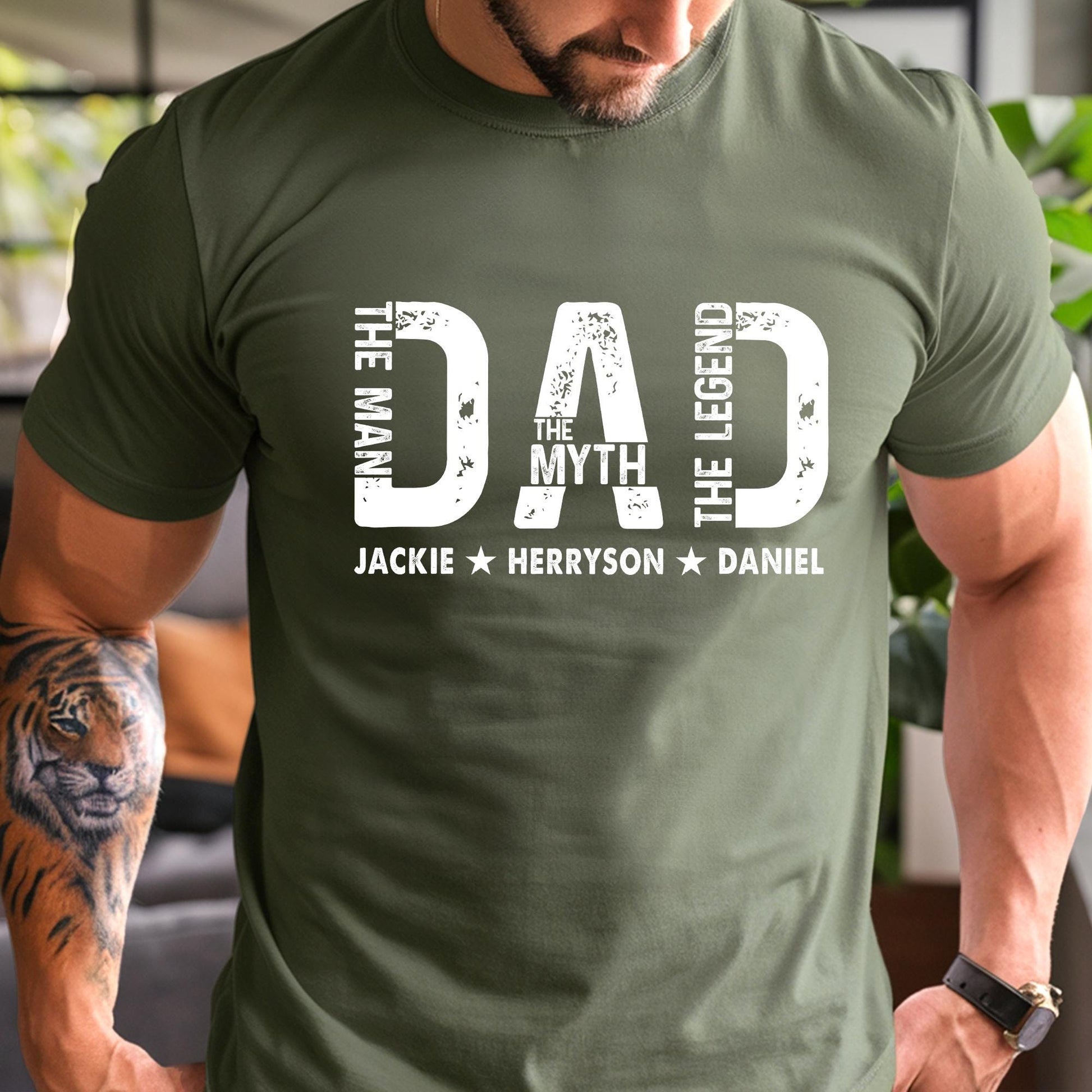 Personalized Dad Shirt, The Man The Myth The Legend The Hero, Shirt For Dad, Dad Shirt With Kids Name, Dad Life Shirt, Dad Gift Shirt