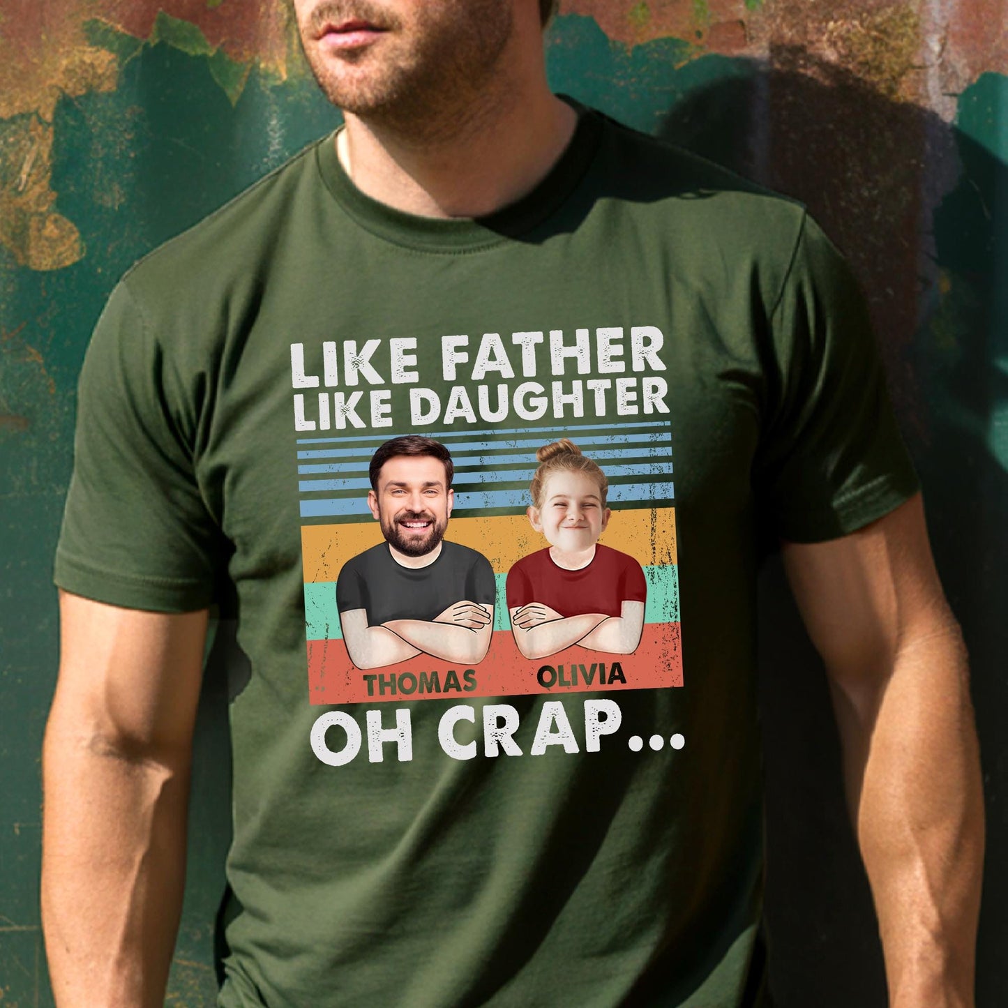 Personalized Fathers Day Shirt, Like Father Like Daughter Oh Crap Shirt, Custom Photo Shirt For Dad, Funny Gift For Dad From Kids