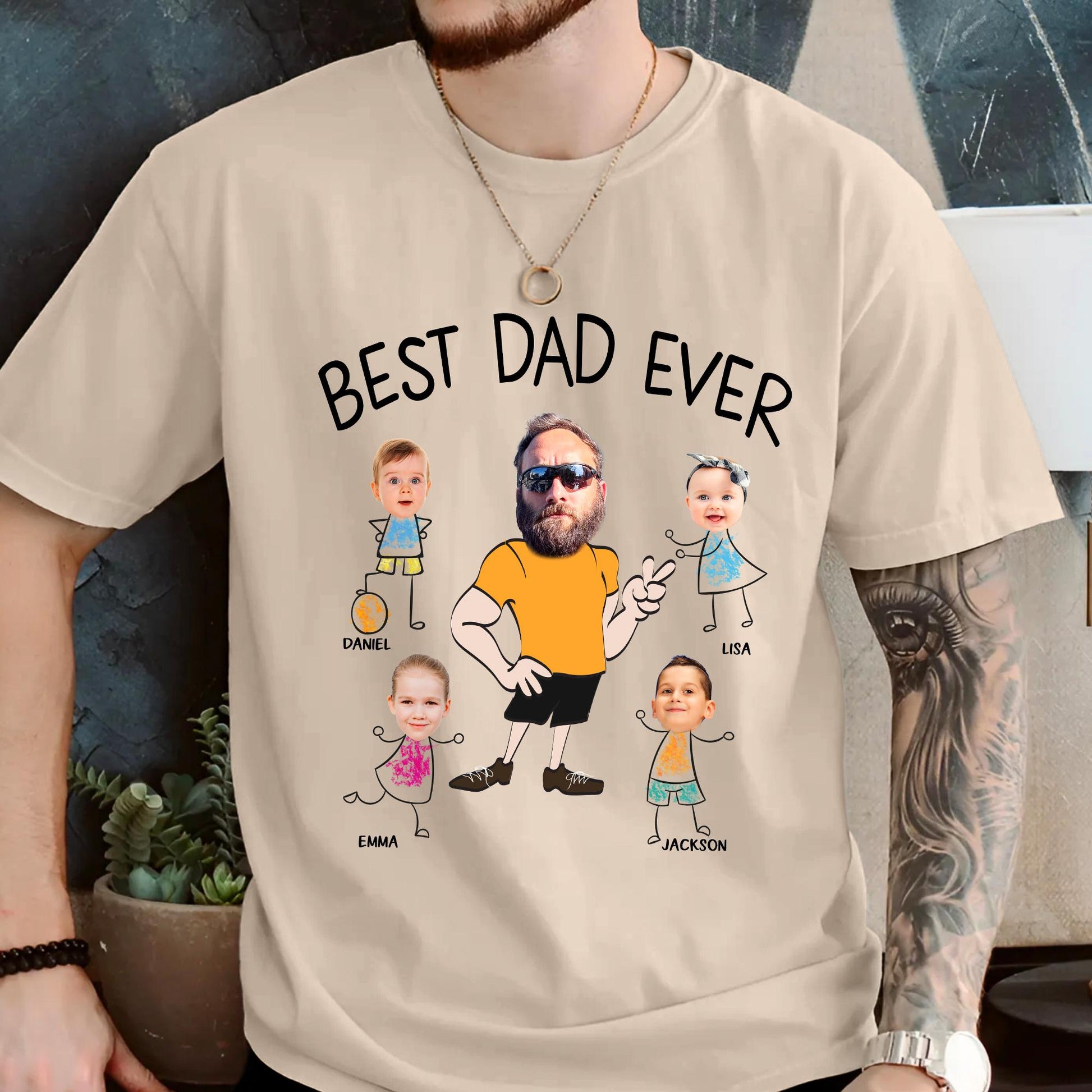 Personalized Best Dad Ever Shirt, Custom Photo Shirt For Dad, Father's Day Tee, Custom Face Kids Shirt For Dad, Funny Gift For Dad From Kids