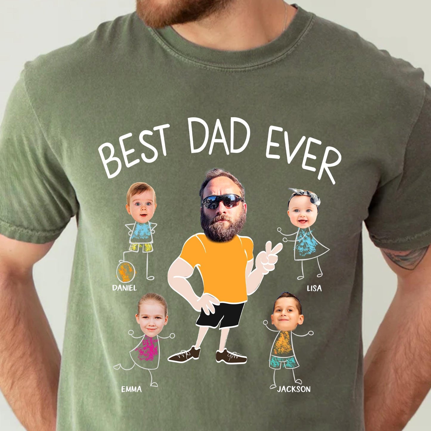 Personalized Best Dad Ever Shirt, Custom Photo Shirt For Dad, Father's Day Tee, Custom Face Kids Shirt For Dad, Funny Gift For Dad From Kids