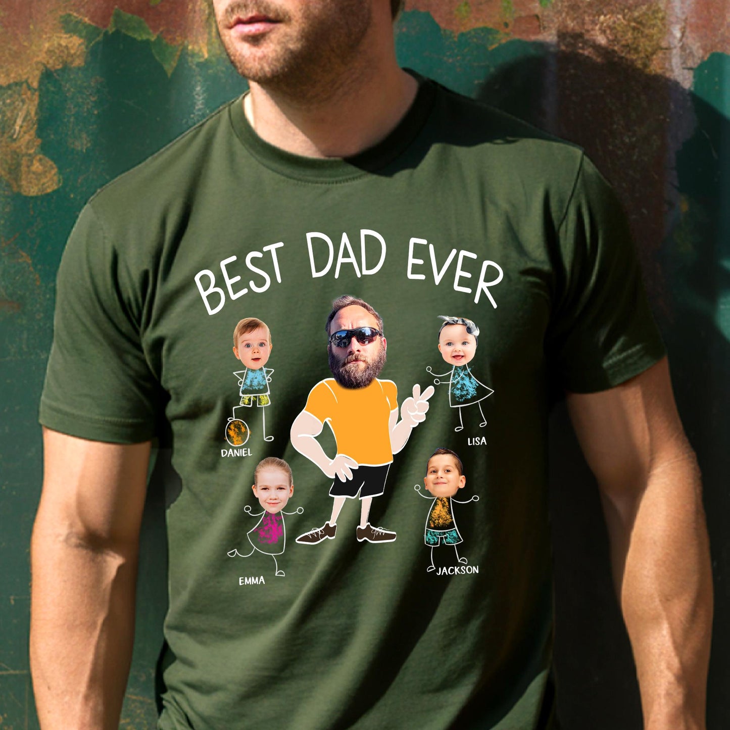 Personalized Best Dad Ever Shirt, Custom Photo Shirt For Dad, Father's Day Tee, Custom Face Kids Shirt For Dad, Funny Gift For Dad From Kids