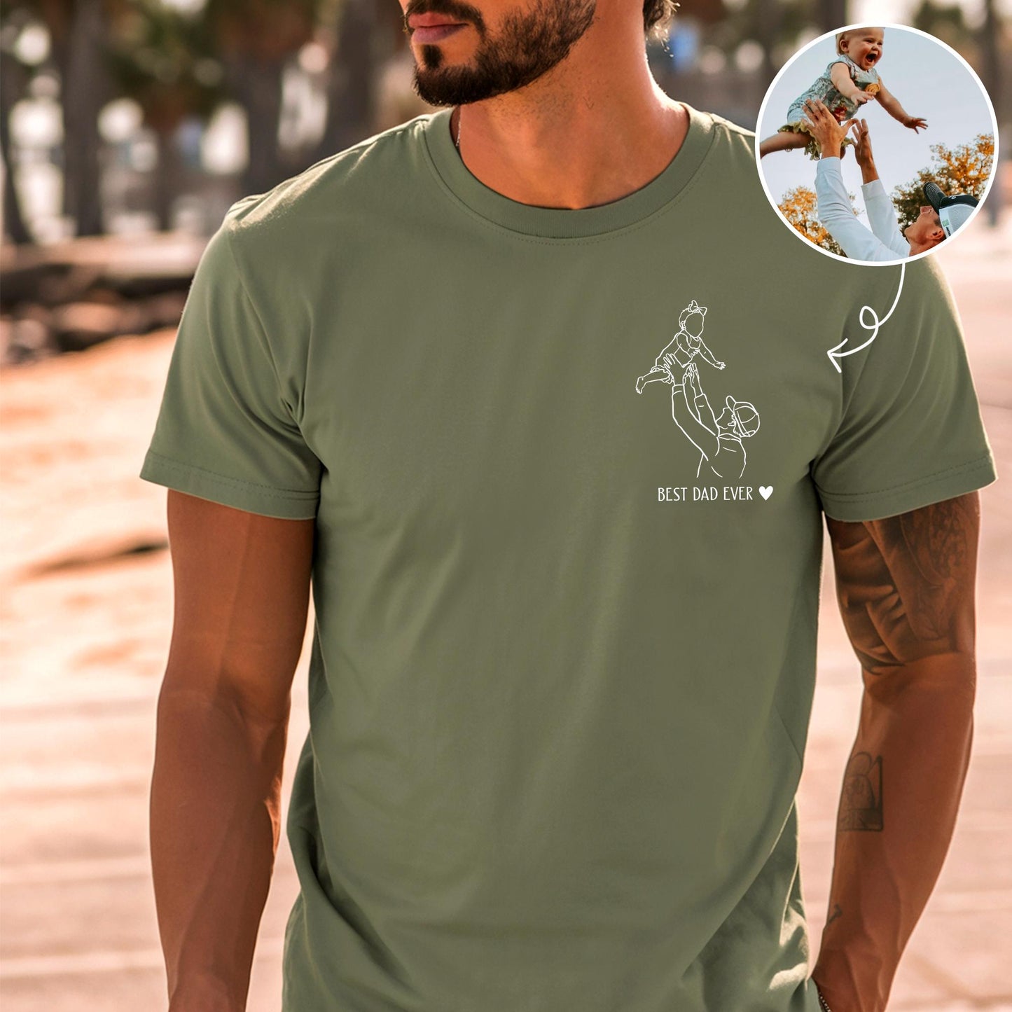 Personalized Dad Shirt, Custom Portrait Outline Shirt For Dad, Best Dad Ever Shirt, Custom Photo Shirt for Dad, Custom Fathers Day Tshirt