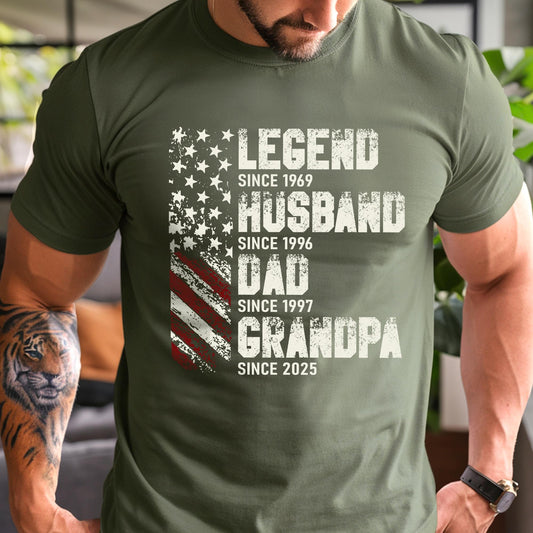 Personalized Fathers Day Shirt, Legend Husband Dad Grandpa Shirt, Gift For Grandpa, American Dad Shirt, 4th of July Shirt For Dad, Grandpa