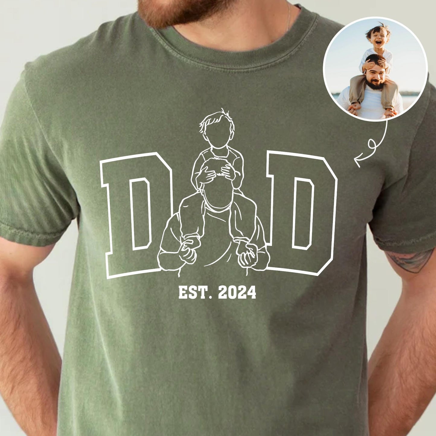 Custom Dad Shirt, Fathers Day Shirt, Dad Outline Photo Shirt, Photo Shirt For Dad, Dad Est Shirt, Shirt For Dad, Dad Gift From Wife