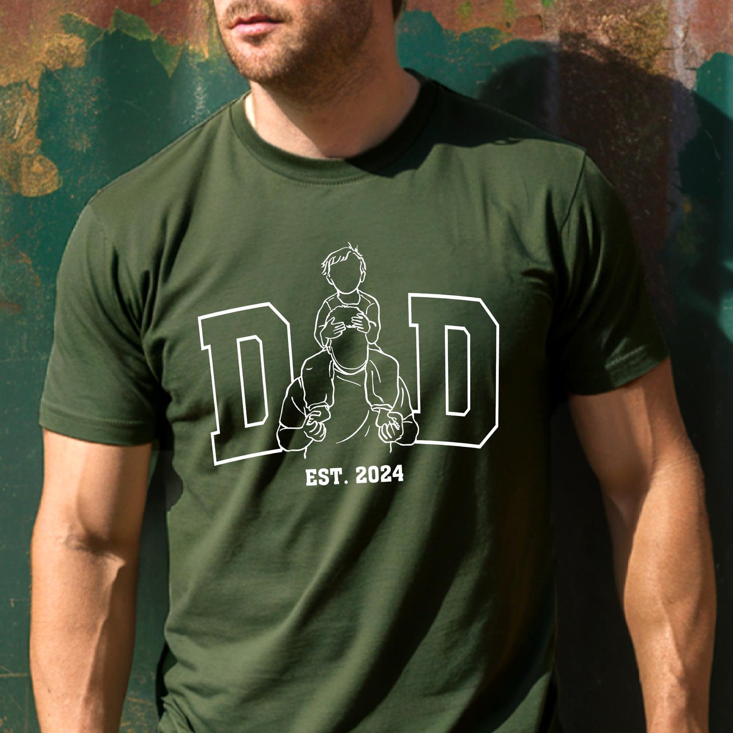 Custom Dad Shirt, Fathers Day Shirt, Dad Outline Photo Shirt, Photo Shirt For Dad, Dad Est Shirt, Shirt For Dad, Dad Gift From Wife