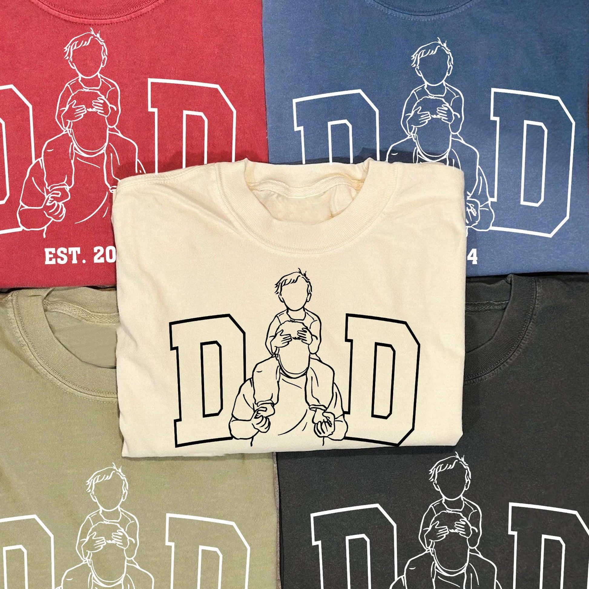 Custom Dad Shirt, Fathers Day Shirt, Dad Outline Photo Shirt, Photo Shirt For Dad, Dad Est Shirt, Shirt For Dad, Dad Gift From Wife