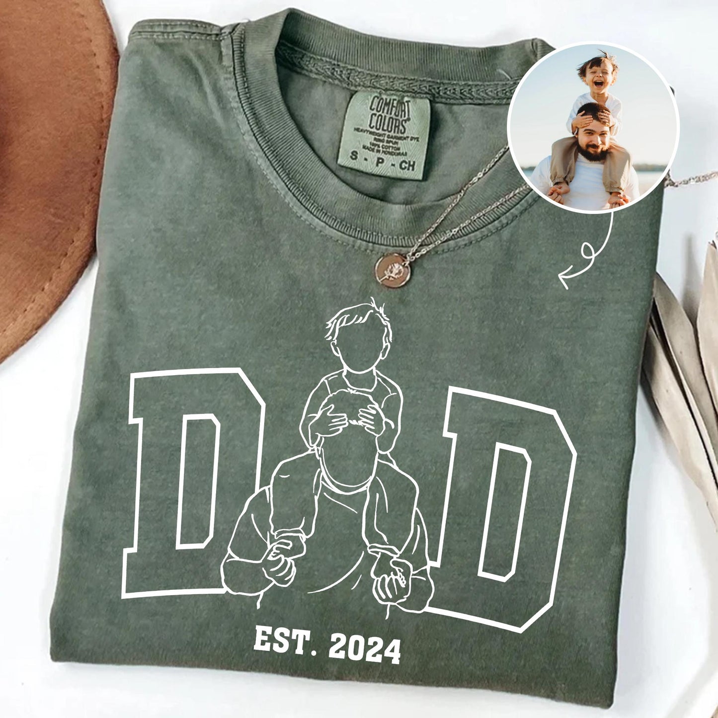 Custom Dad Shirt, Fathers Day Shirt, Dad Outline Photo Shirt, Photo Shirt For Dad, Dad Est Shirt, Shirt For Dad, Dad Gift From Wife