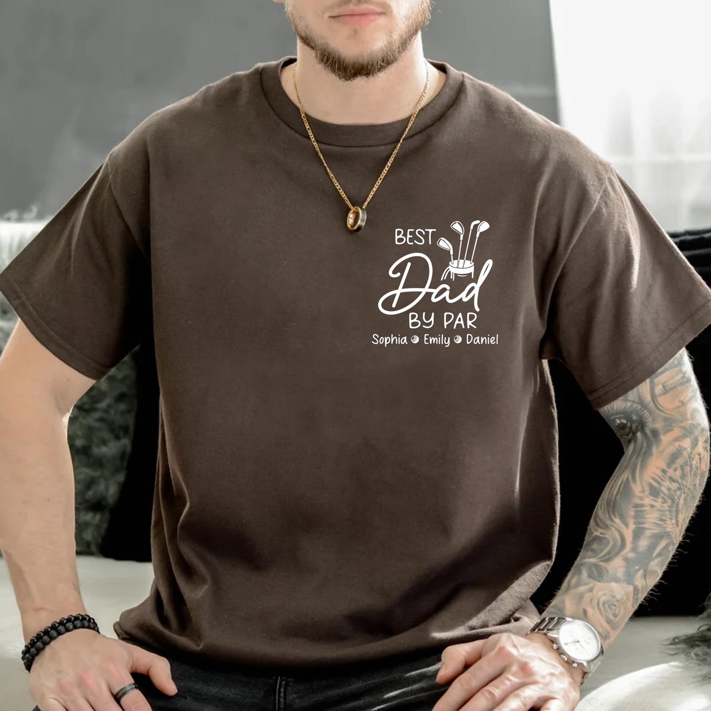 Custom Dad Golf Shirt, Dad By Par T-Shirt, Father's Day Gift for Dads from Children, Dad Gifts With Kids Names