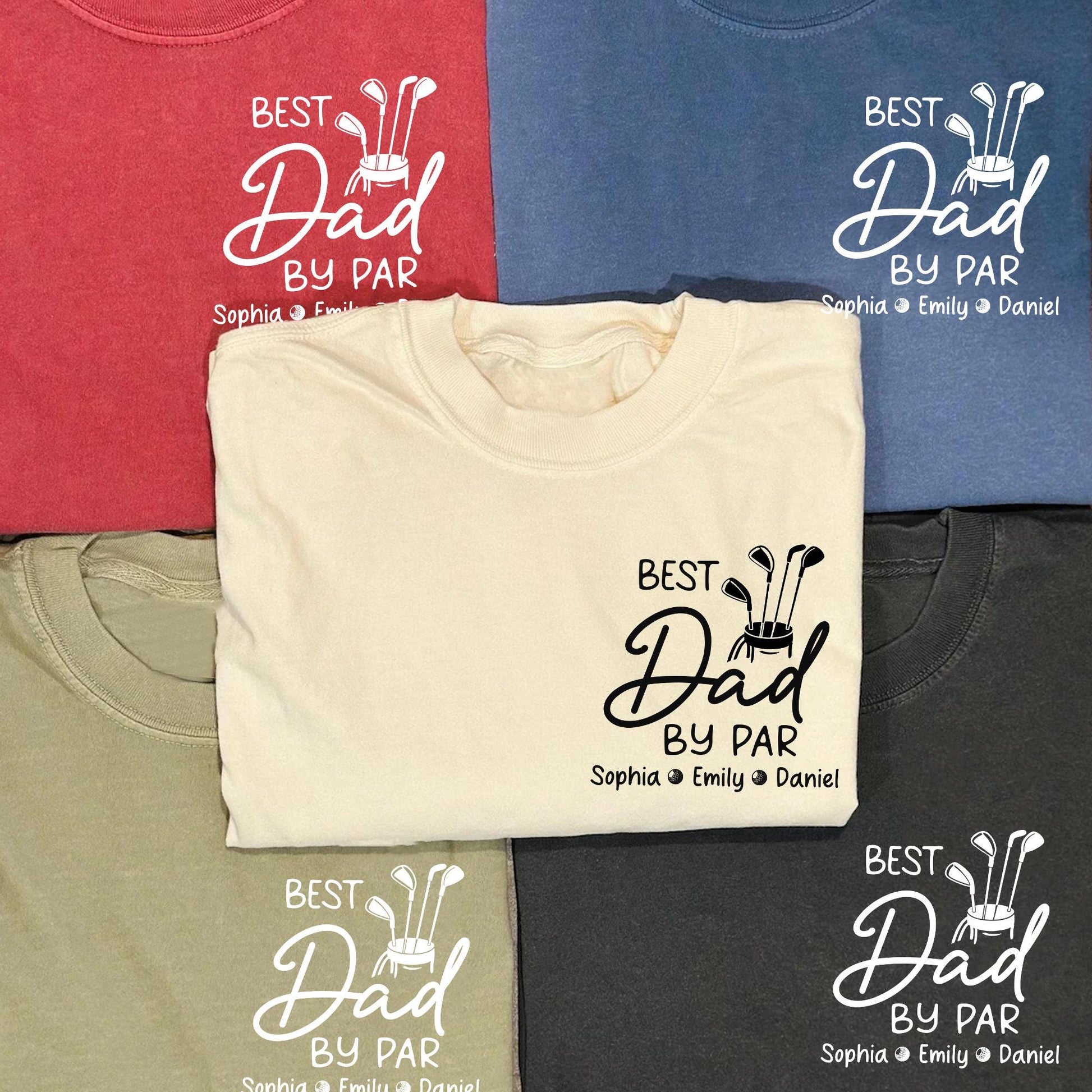 Custom Dad Golf Shirt, Dad By Par T-Shirt, Father's Day Gift for Dads from Children, Dad Gifts With Kids Names