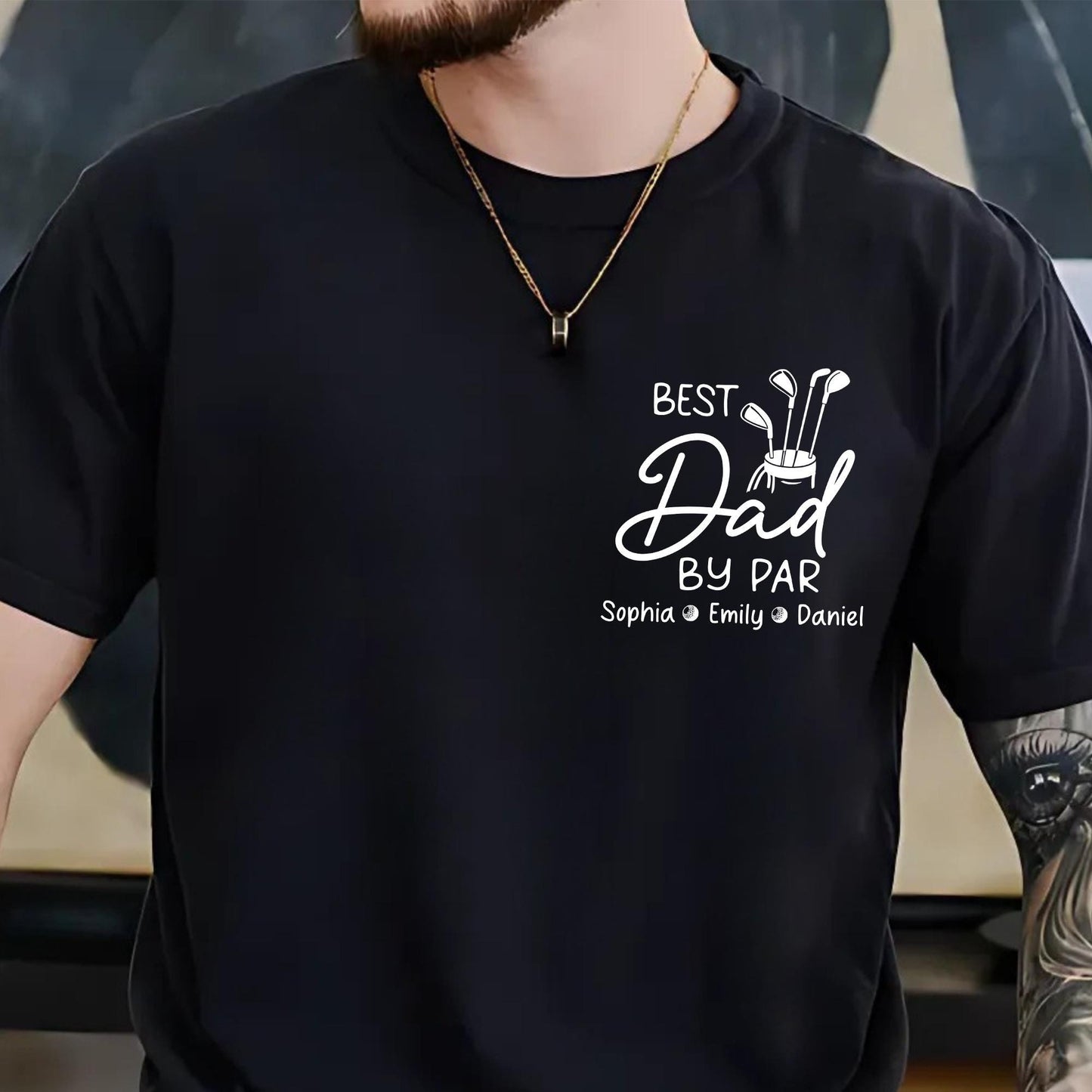 Custom Dad Golf Shirt, Dad By Par T-Shirt, Father's Day Gift for Dads from Children, Dad Gifts With Kids Names