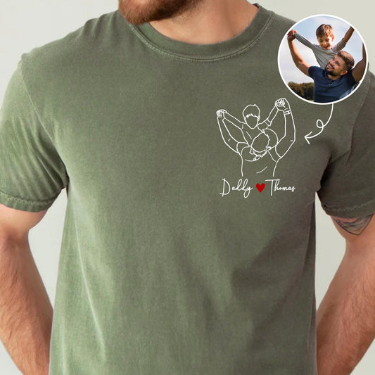 Personalized Dad Shirt, Personalized Portrait Gift for Dad, Dad Outline Photo Shirt, Custom Photo Shirt For Dad, Fathers Day Shirt