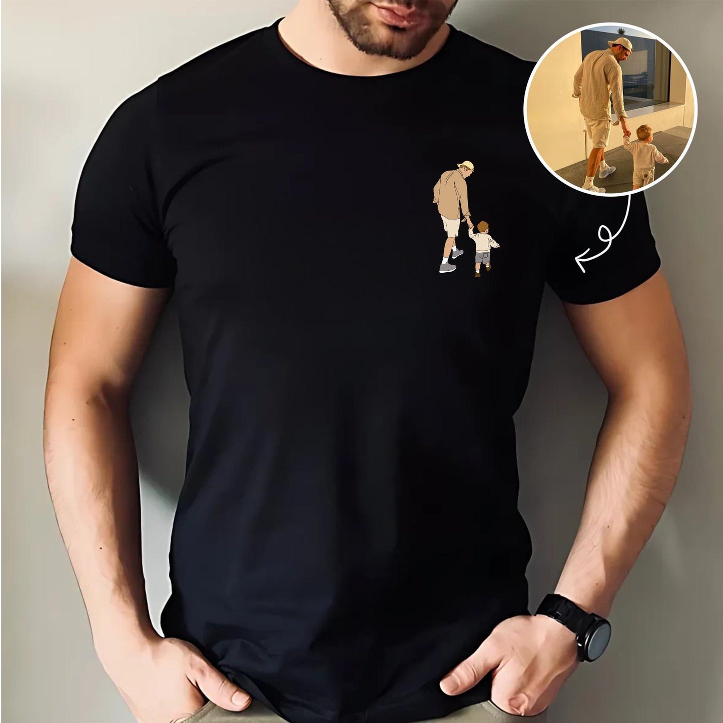 Dad Shirt, Custom Dad Portrait From Photo, Father's Day Gift for Daddy, Papa, Grandpa