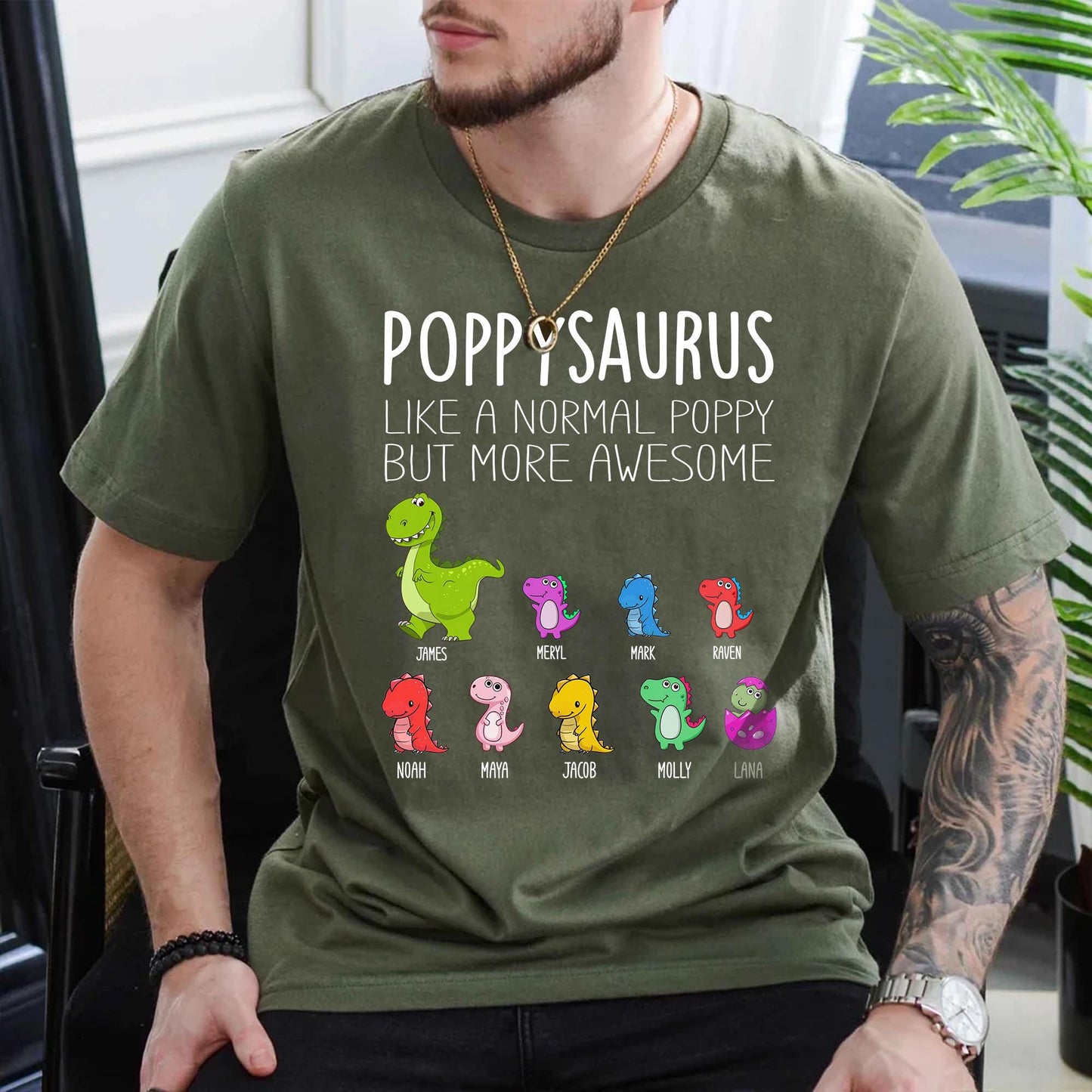 Custom Poppysaurus Like A Normal Grandpa But More Awesome Tshirt, Fathers Day Gifts From Kids, Funny Gifts, Happy Father's Day Gift 2025