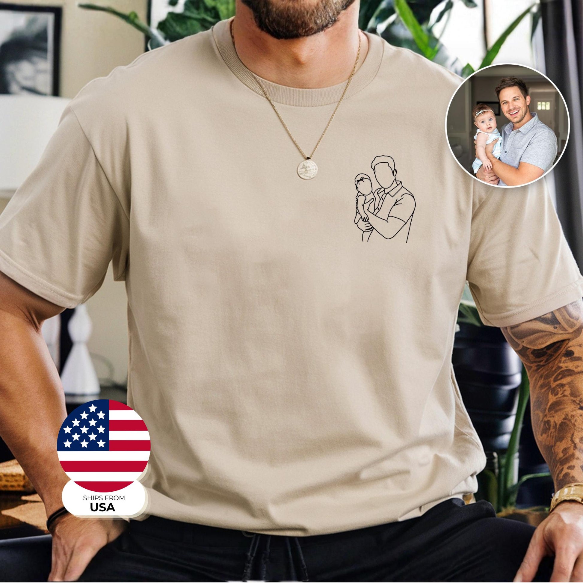 Custom Dad Shirt: Dads Portrait From Photo Shirts, Dads Birthday Gifts, First Time Dad Gift, Fathers Day Shirt Gift for Dads