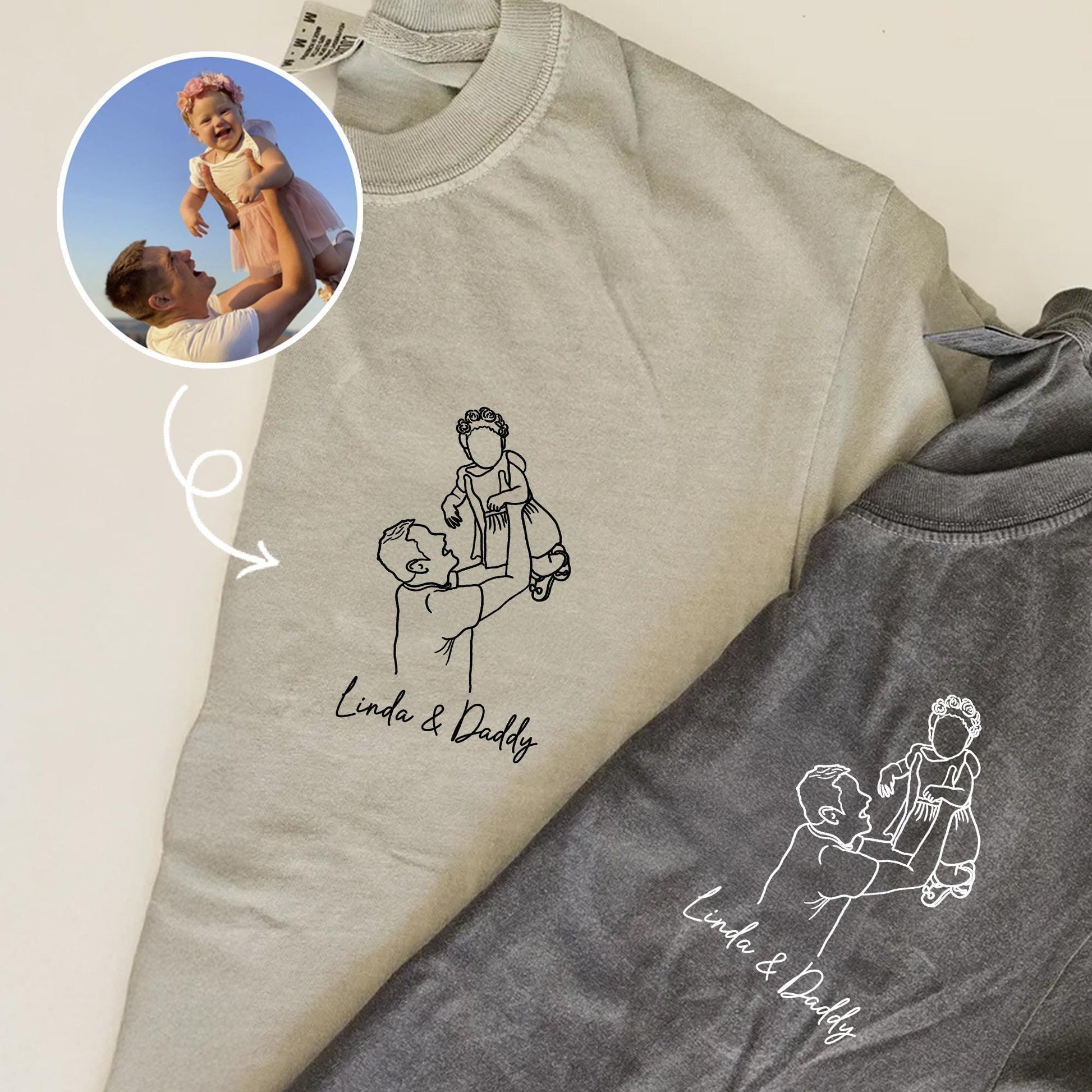 Personalized Dad Portrait From Photo Shirt, Custom Dad Shirts, Father's Day Gift for Dad, Grandpa