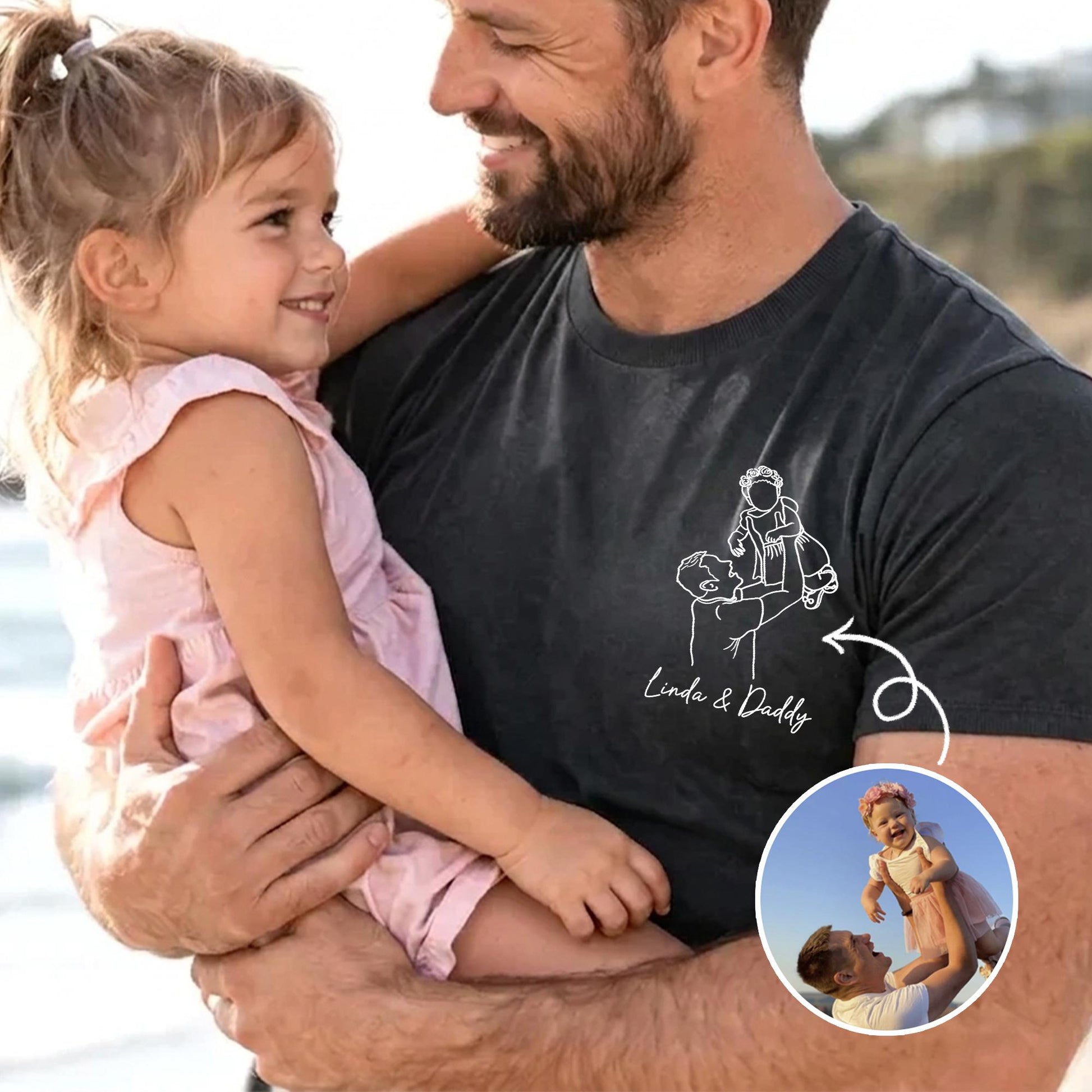Personalized Dad Portrait From Photo Shirt, Custom Dad Shirts, Father's Day Gift for Dad, Grandpa