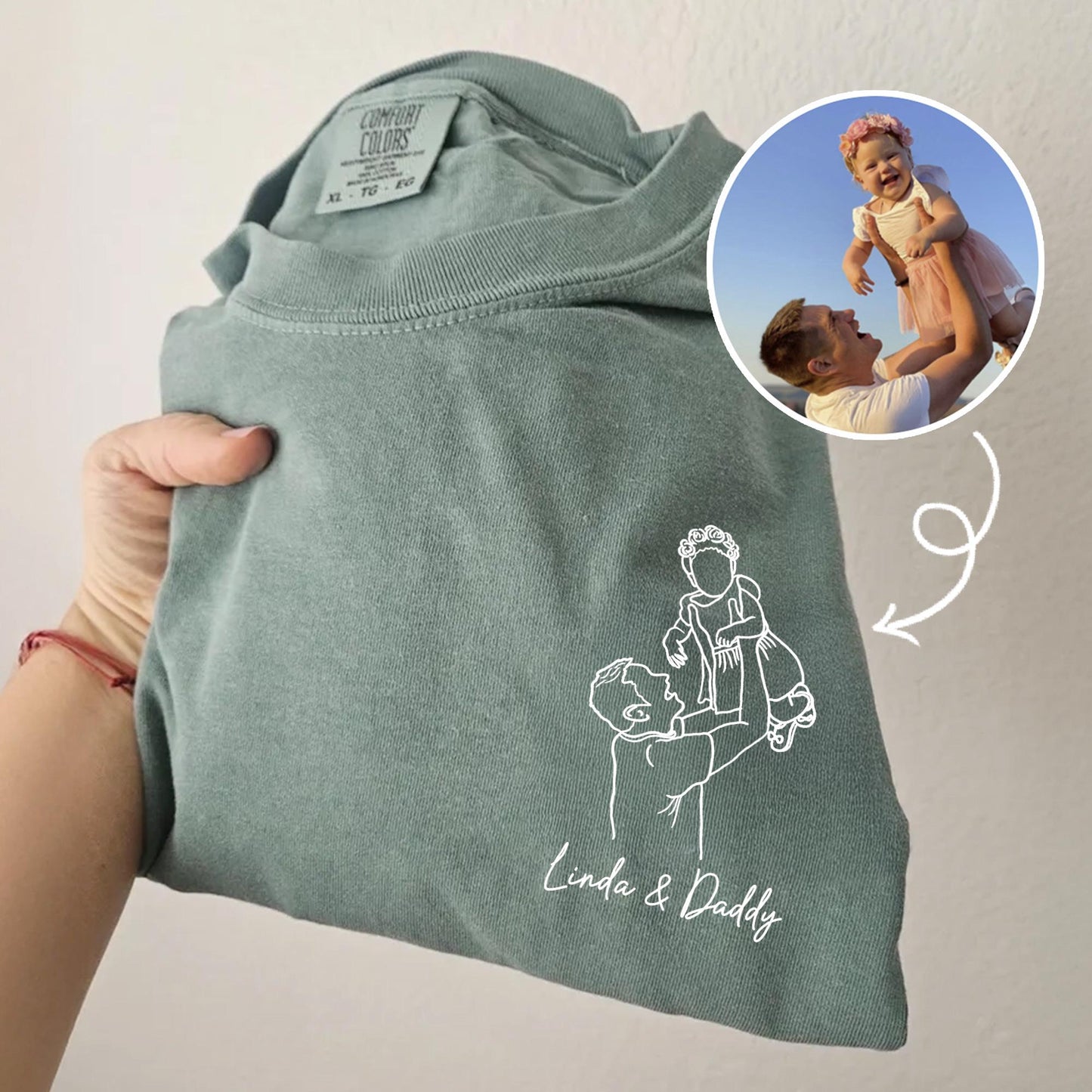 Personalized Dad Portrait From Photo Shirt, Custom Dad Shirts, Father's Day Gift for Dad, Grandpa