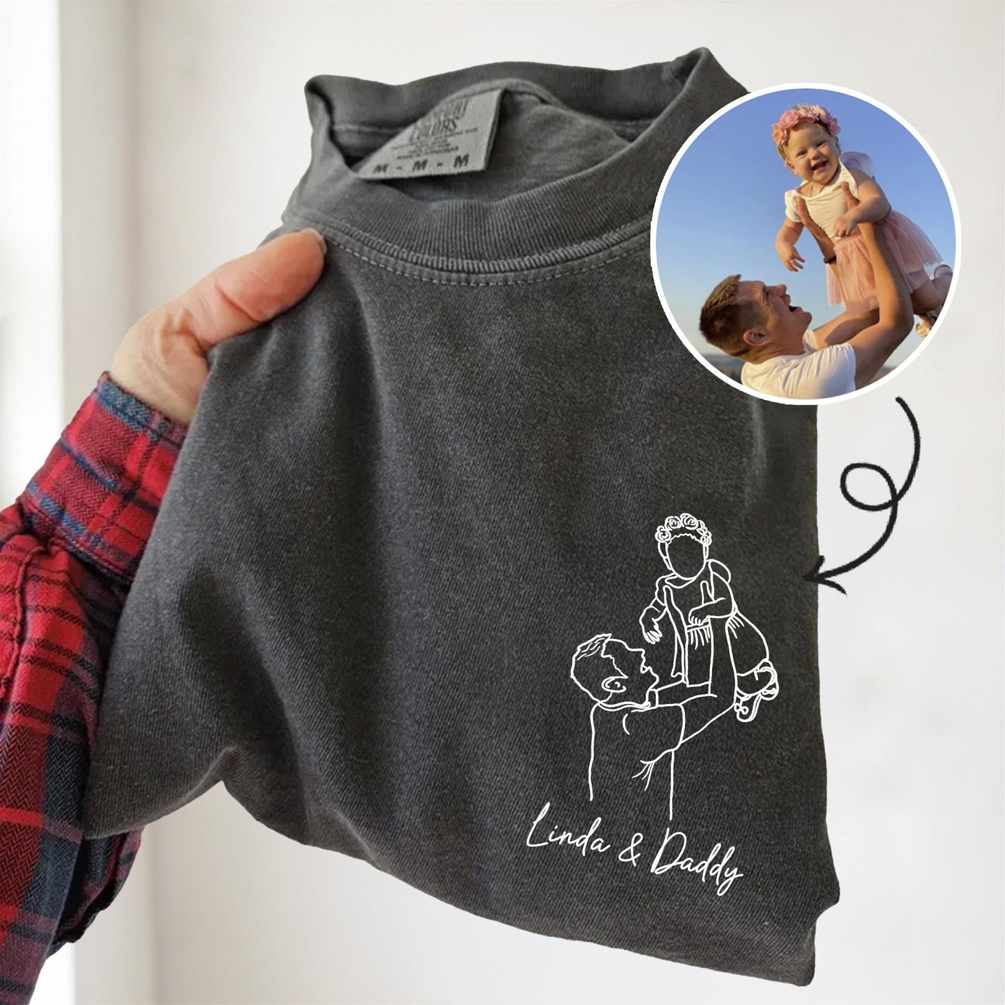 Personalized Dad Portrait From Photo Shirt, Custom Dad Shirts, Father's Day Gift for Dad, Grandpa