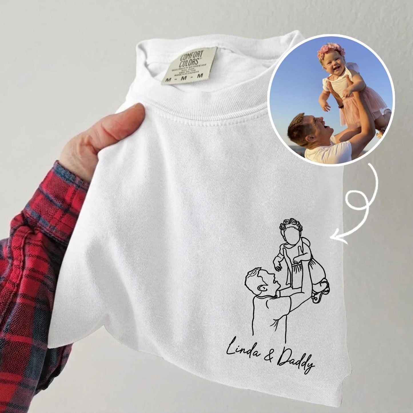 Personalized Dad Portrait From Photo Shirt, Custom Dad Shirts, Father's Day Gift for Dad, Grandpa