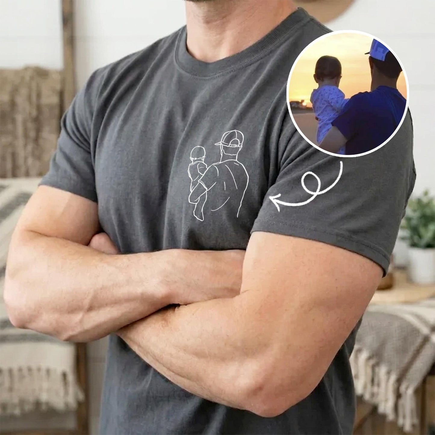 Custom Dad Photo Portrait Shirt, Father's Day Gift from Kids, New Dad Shirts