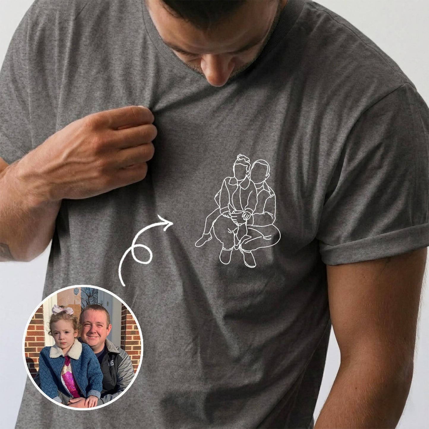Custom Dad Photo Portrait Shirt, Father's Day Gift from Kids, New Dad Shirts
