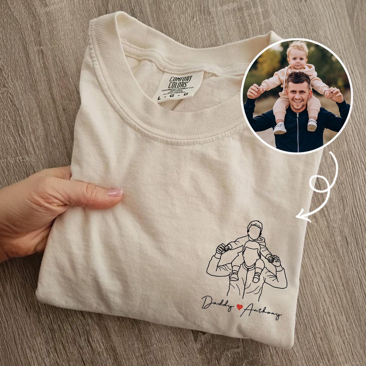 Personalized Dad Shirt, Father's Day Shirt Gift for Husband, Custom Photo Outline T-Shirt New Dad, Grandpa Gift
