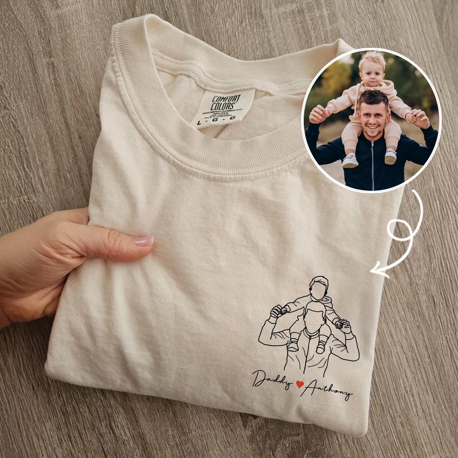 Personalized Dad Shirt, Father's Day Shirt Gift for Husband, Custom Photo Outline T-Shirt New Dad, Grandpa Gift