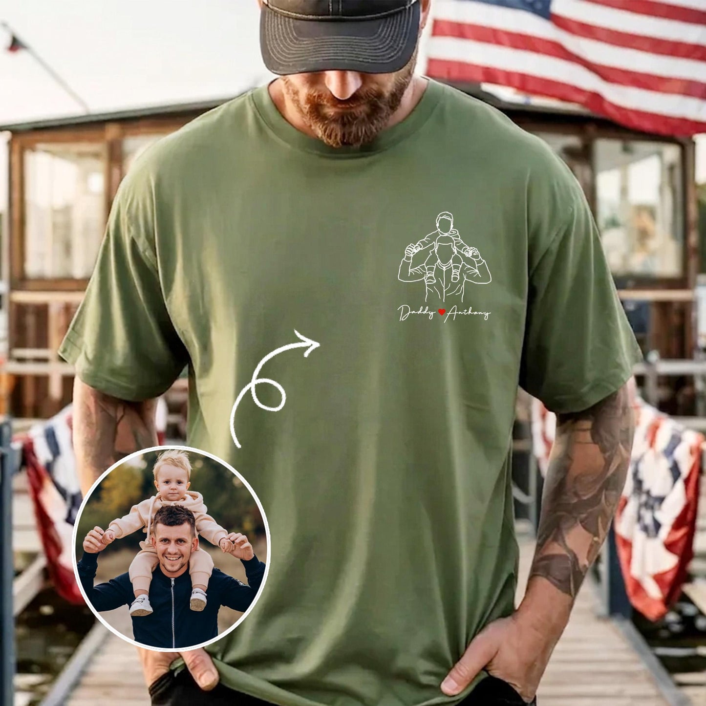 Personalized Dad Shirt, Custom Dad Portrait From Photo Shirt, Father's Day Shirt Gift for Husband, Dad Birthday Gift from Baby