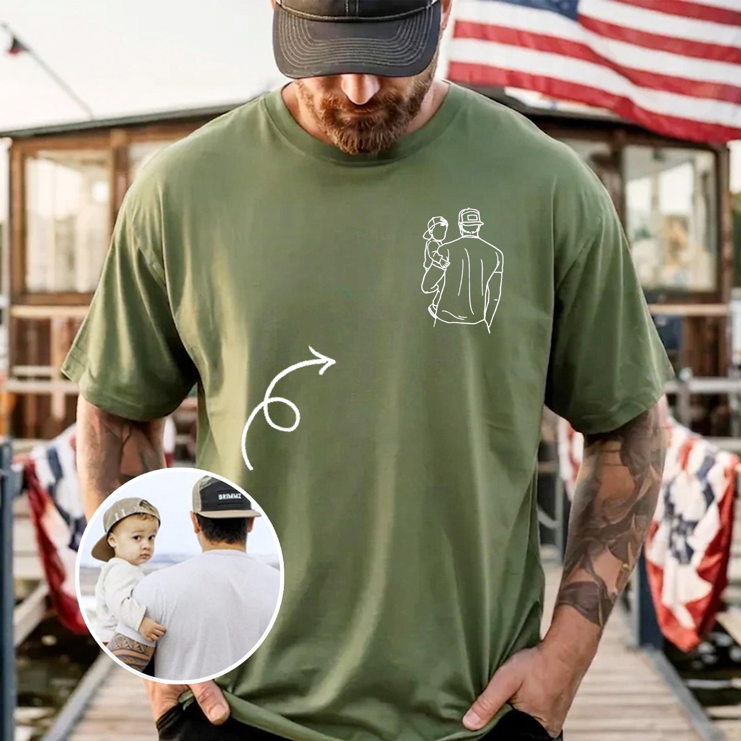 Custom Dad Portrait Shirt, Portrait From Photo Father's Day Shirt, Gift for Dad, Daddy, 1st Fathers Day Gift for Husband