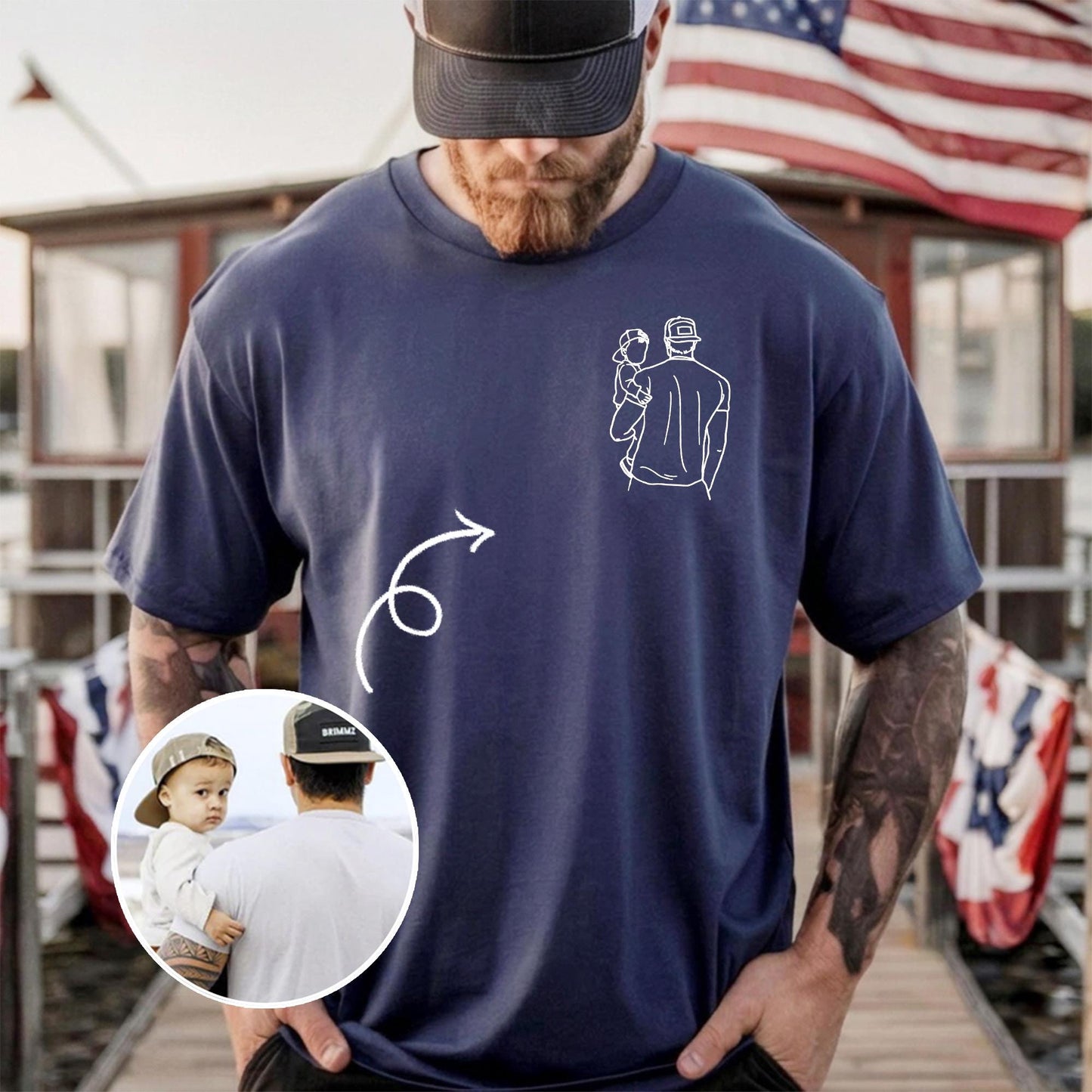 Custom Dad Portrait Shirt, Portrait From Photo Father's Day Shirt, Gift for Dad, Daddy, 1st Fathers Day Gift for Husband