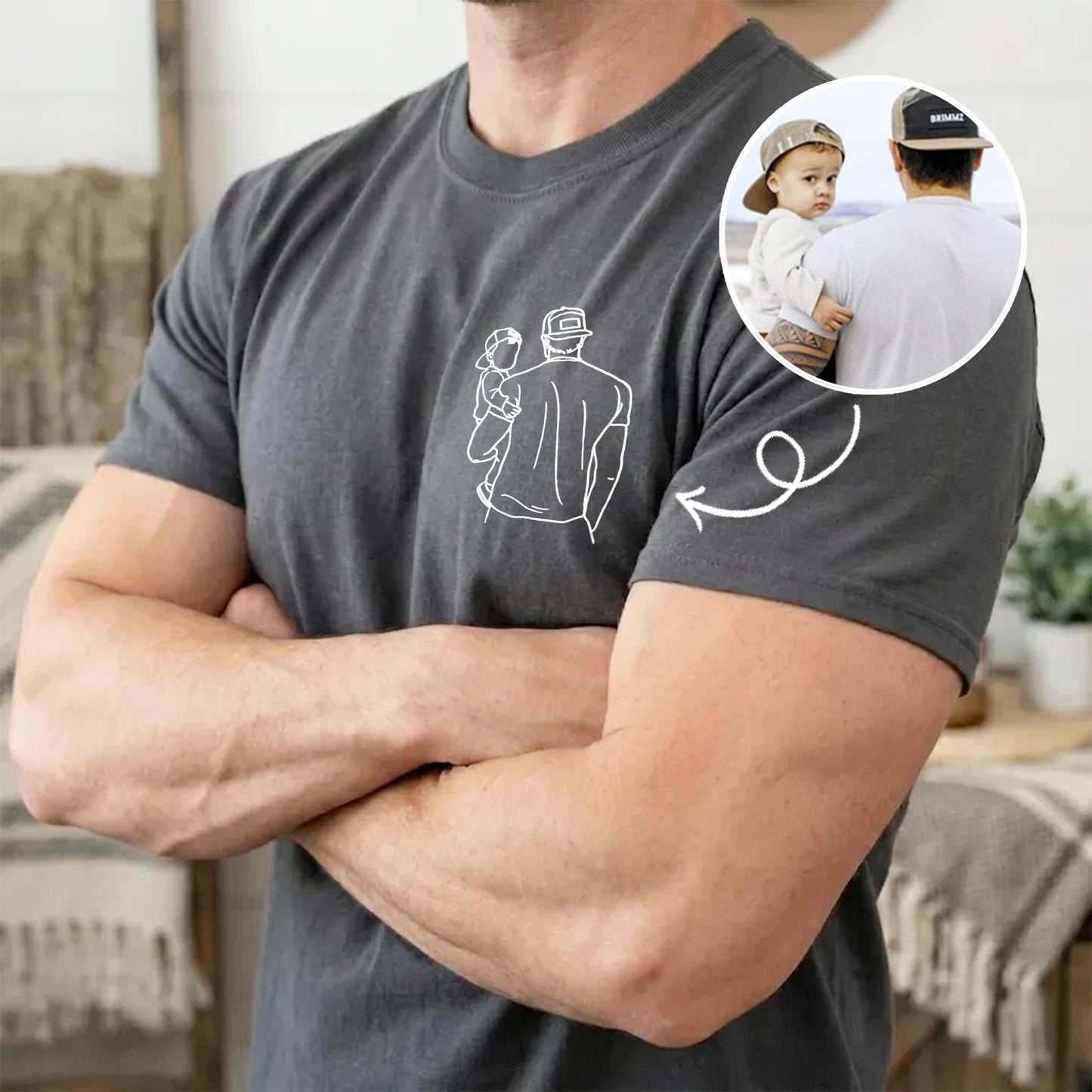 Custom Dad Portrait Shirt, Portrait From Photo Father's Day Shirt, Gift for Dad, Daddy, 1st Fathers Day Gift for Husband
