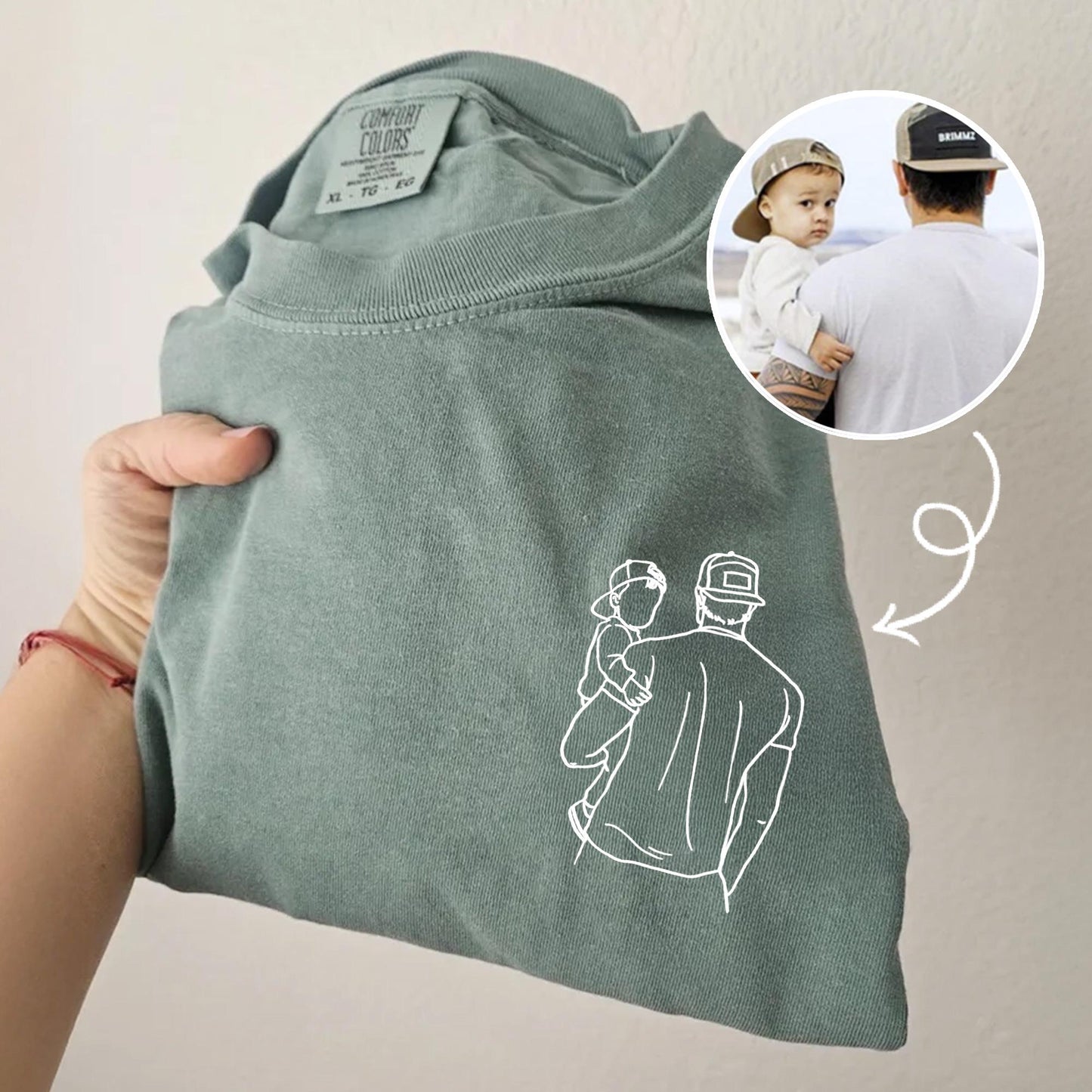 Custom Dad Portrait Shirt, Portrait From Photo Father's Day Shirt, Gift for Dad, Daddy, 1st Fathers Day Gift for Husband
