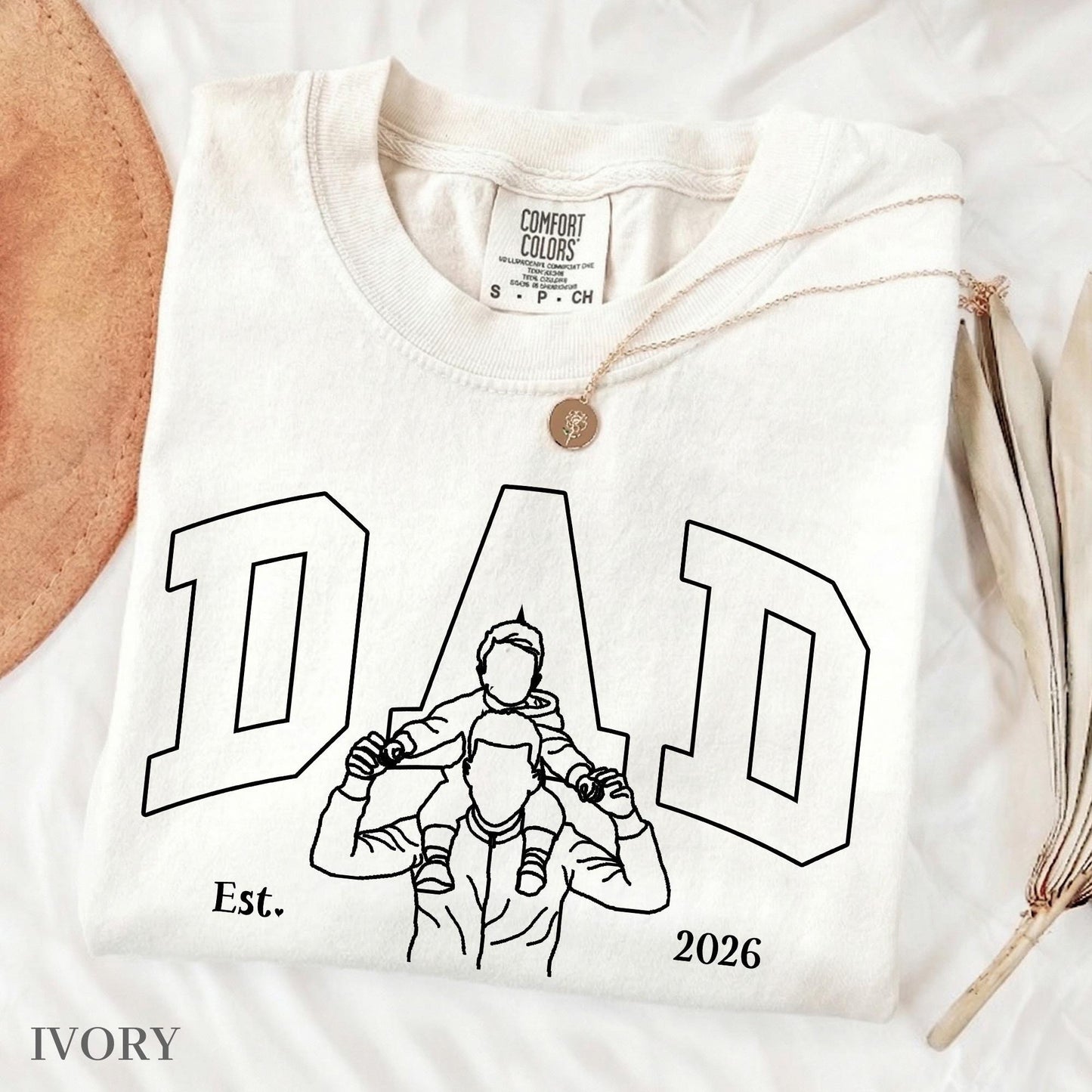 Custom Dad Shirt, Personalized Dad Line Art Portrait From Photo Gift for New Dads, First Father's Day Tee