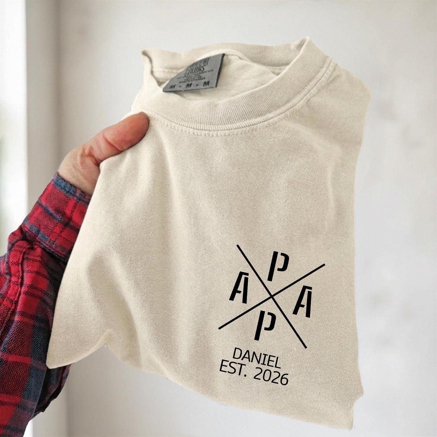Custom Papa Est T-Shirt, Personalized Dad Shirt With Kid Name, First Father's Day Shirt Gift for Dad, New Dad Gifts