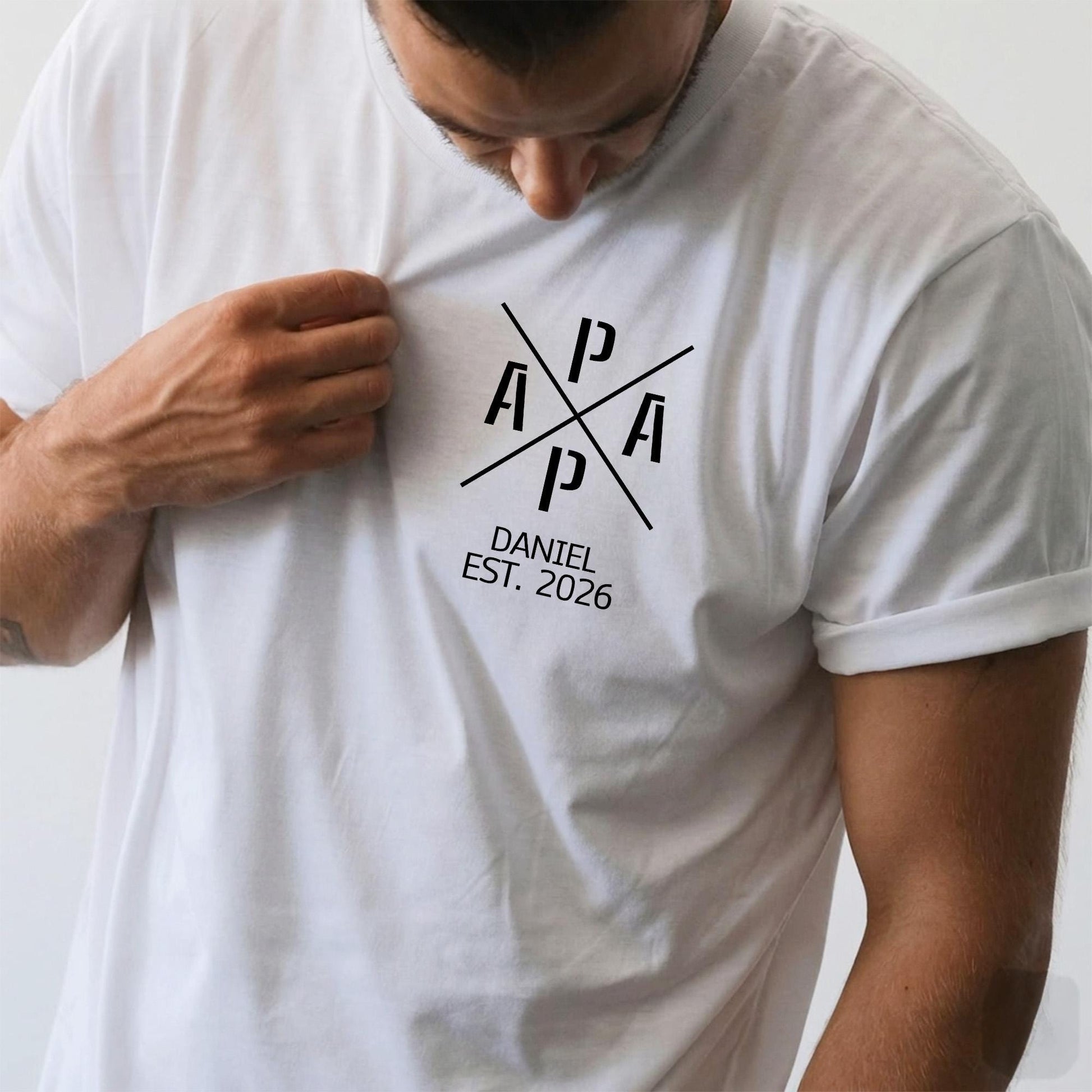 Custom Papa Est T-Shirt, Personalized Dad Shirt With Kid Name, First Father's Day Shirt Gift for Dad, New Dad Gifts
