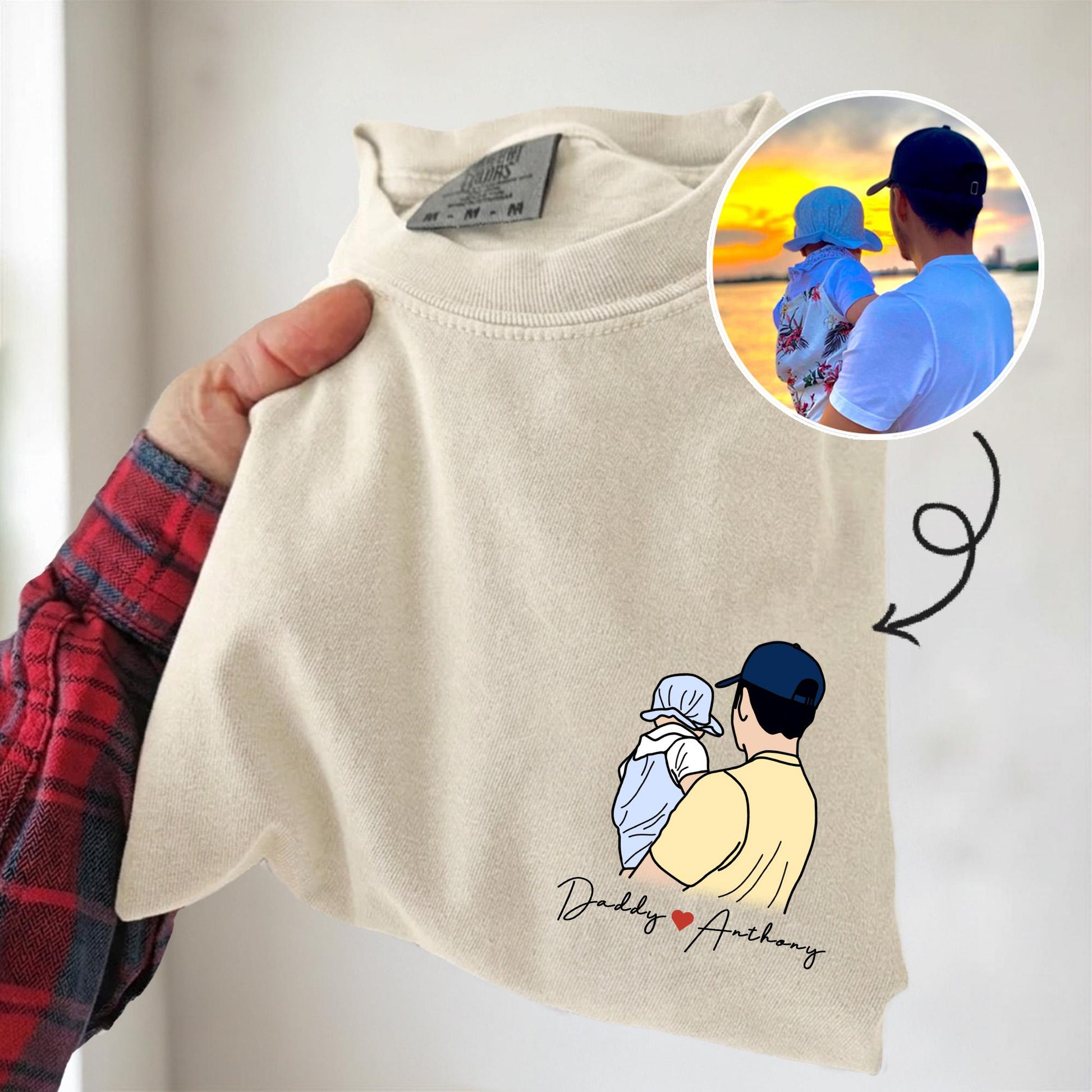 Custom Photo Dad Shirt, Father's Day Gift, Dad Portraits From Photo, New Dad T-Shirt Gift from Baby