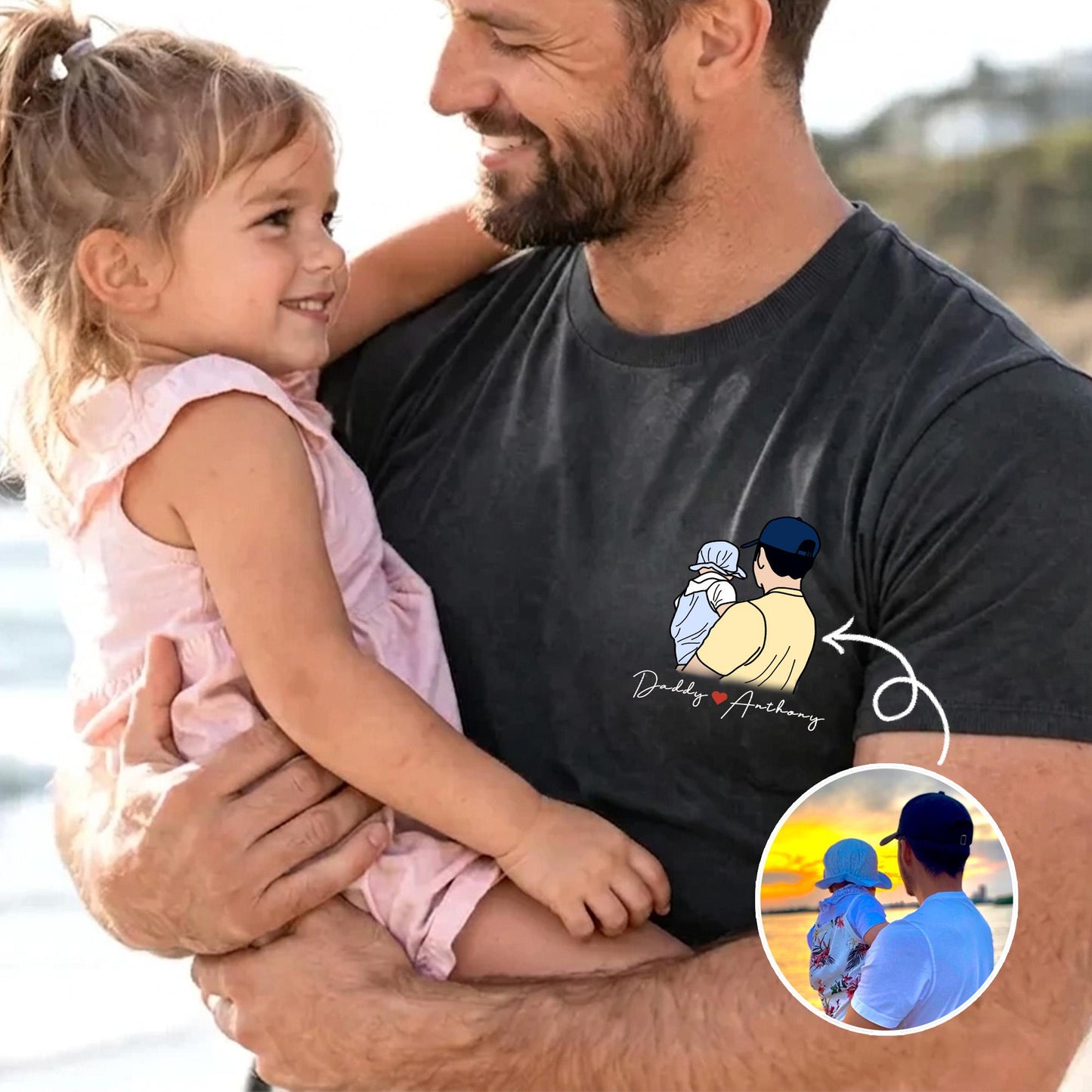 Custom Photo Dad Shirt, Father's Day Gift, Dad Portraits From Photo, New Dad T-Shirt Gift from Baby
