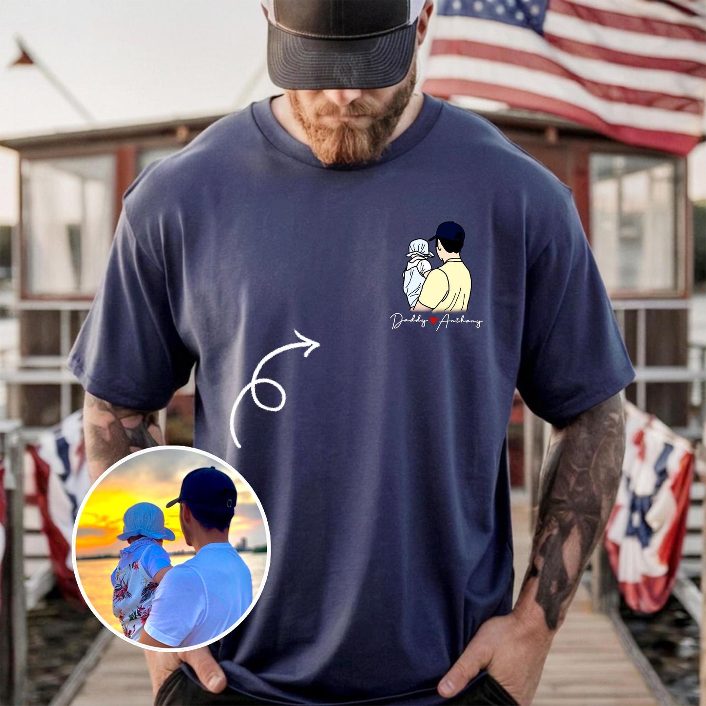 Custom Photo Dad Shirt, Father's Day Gift, Dad Portraits From Photo, New Dad T-Shirt Gift from Baby