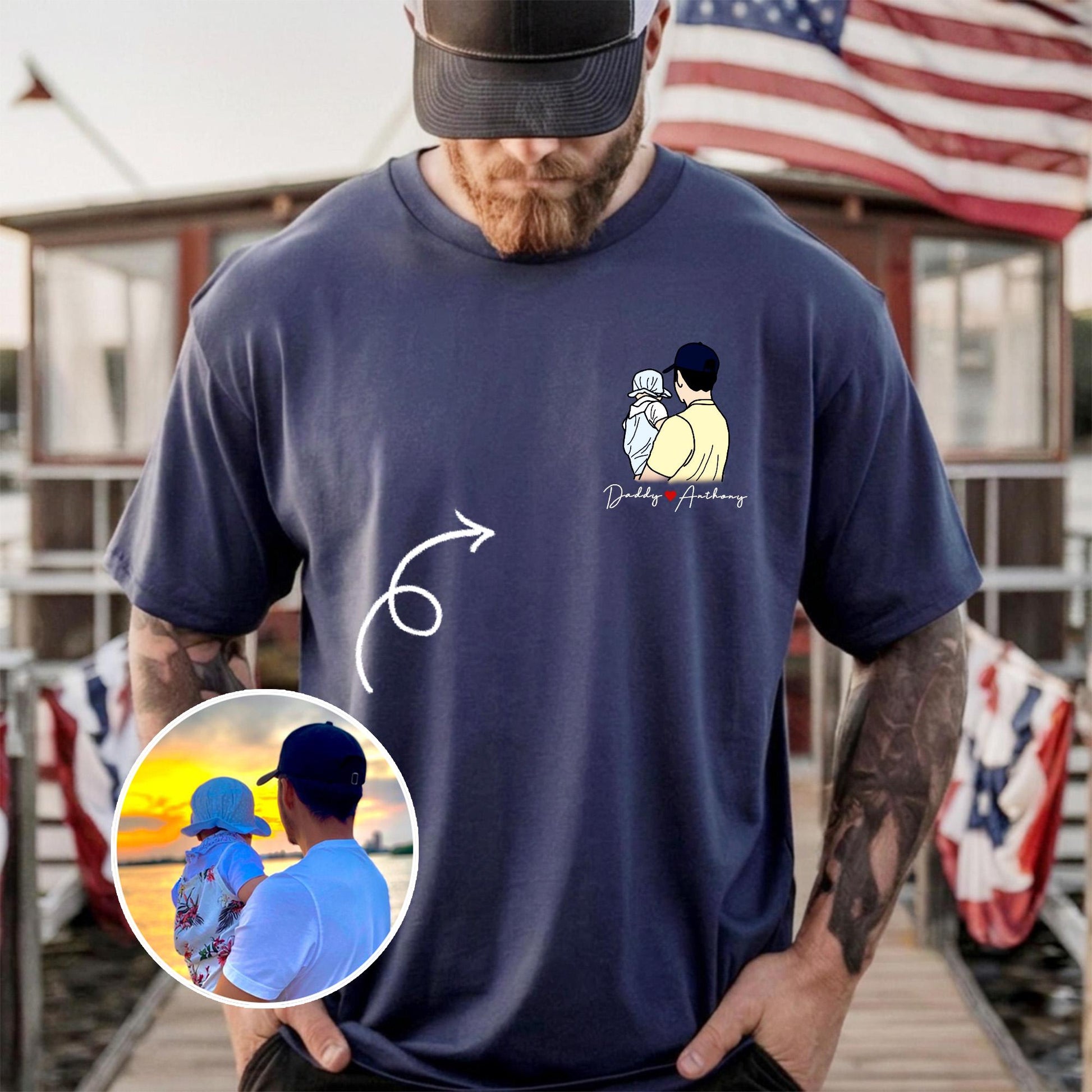 Custom Photo Dad Shirt, Father's Day Gift, Dad Portraits From Photo, New Dad T-Shirt Gift from Baby