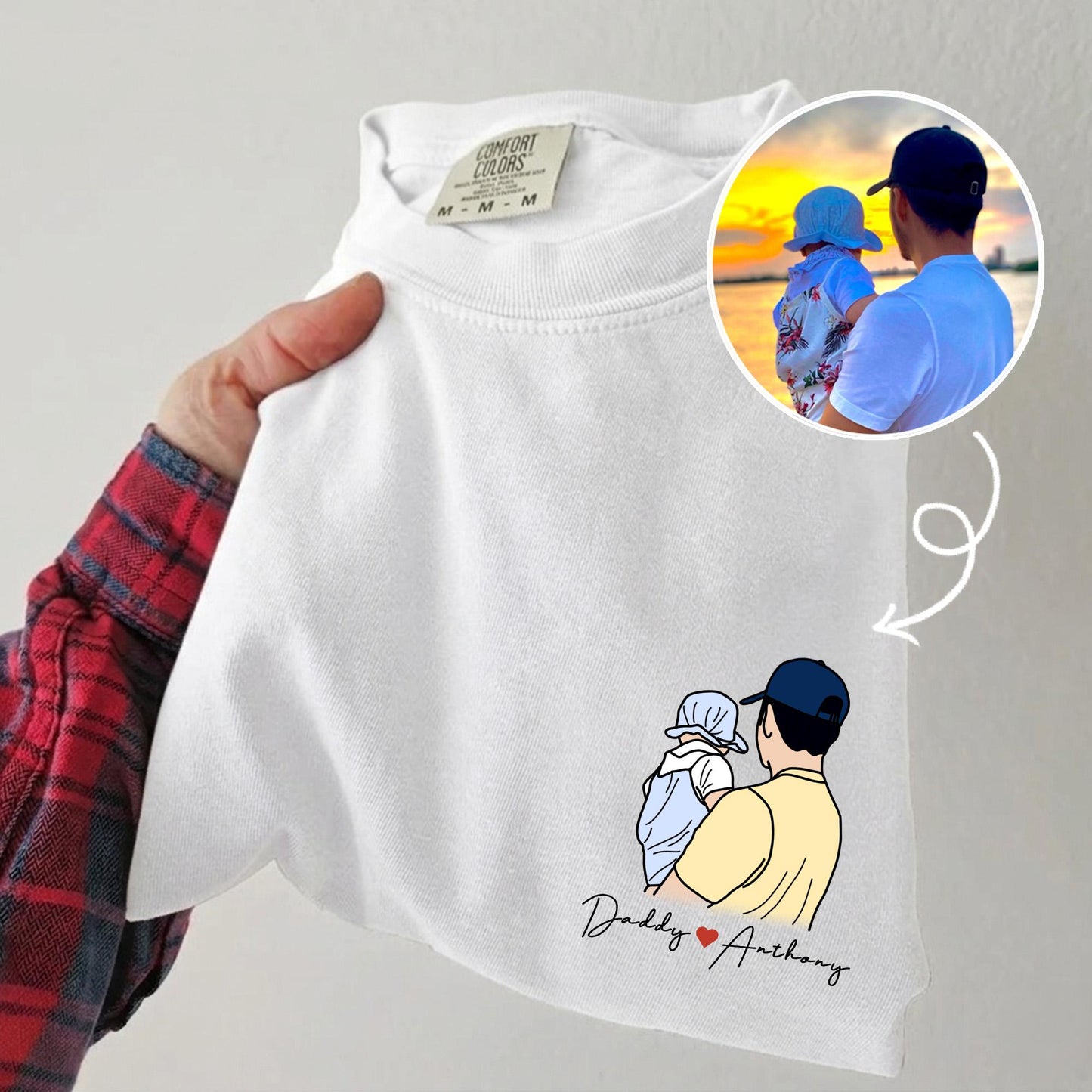 Custom Photo Dad Shirt, Father's Day Gift, Dad Portraits From Photo, New Dad T-Shirt Gift from Baby