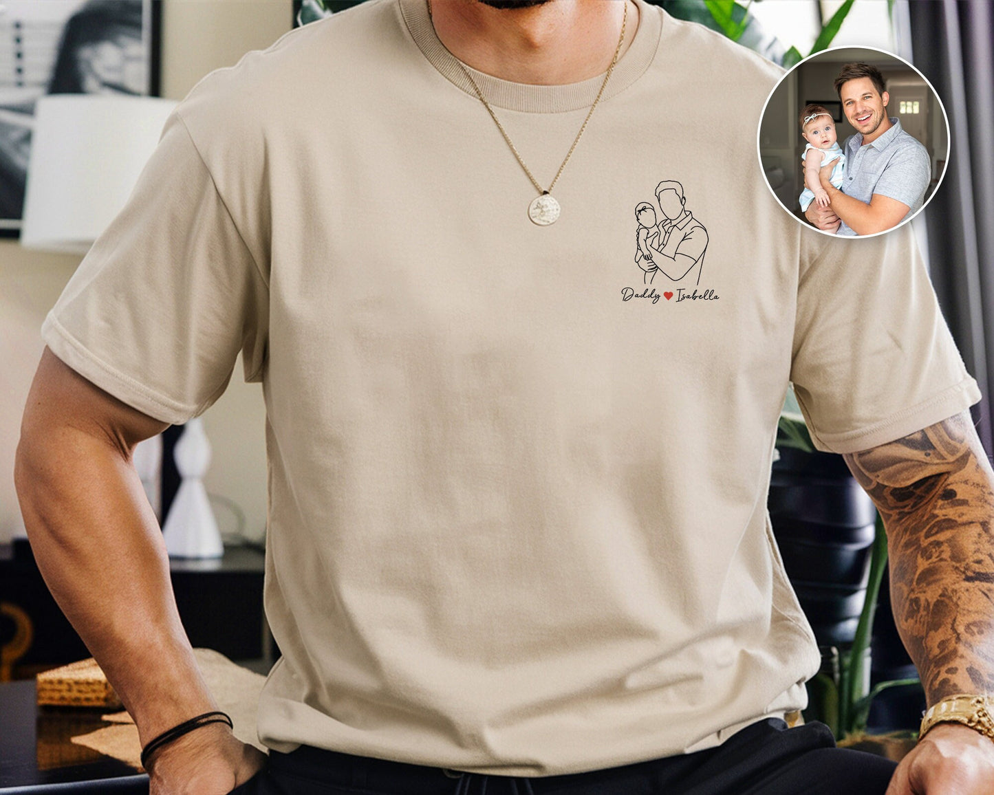 Custom Dad Portrait Shirt, Personalized Photo Shirt Gift for Dad, New Dad Tee, Father's Day Shirts Gift for Husband, Dad Birthday Gifts
