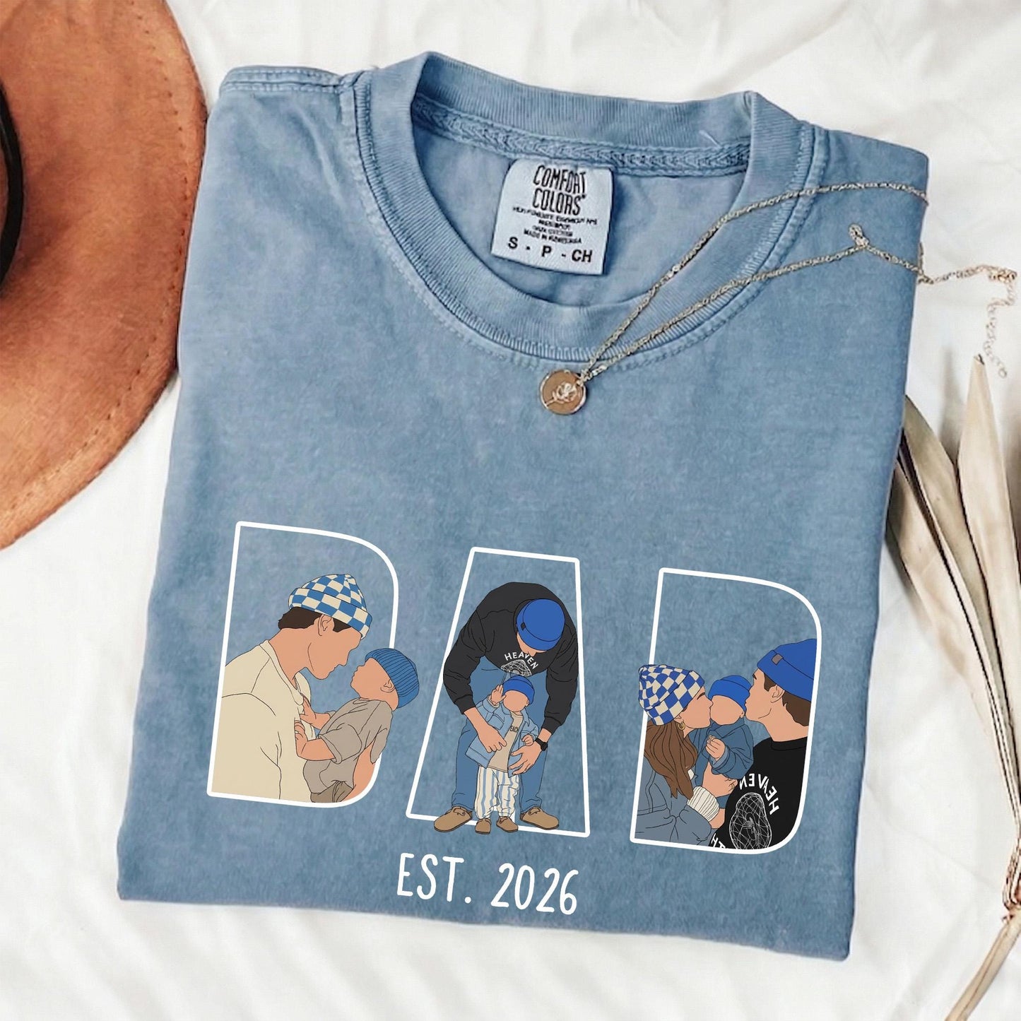 Personalized Dad Portrait Shirt, Dad Shirt With Photo, Father's Day Gift for New Dad, Dads Est Shirt