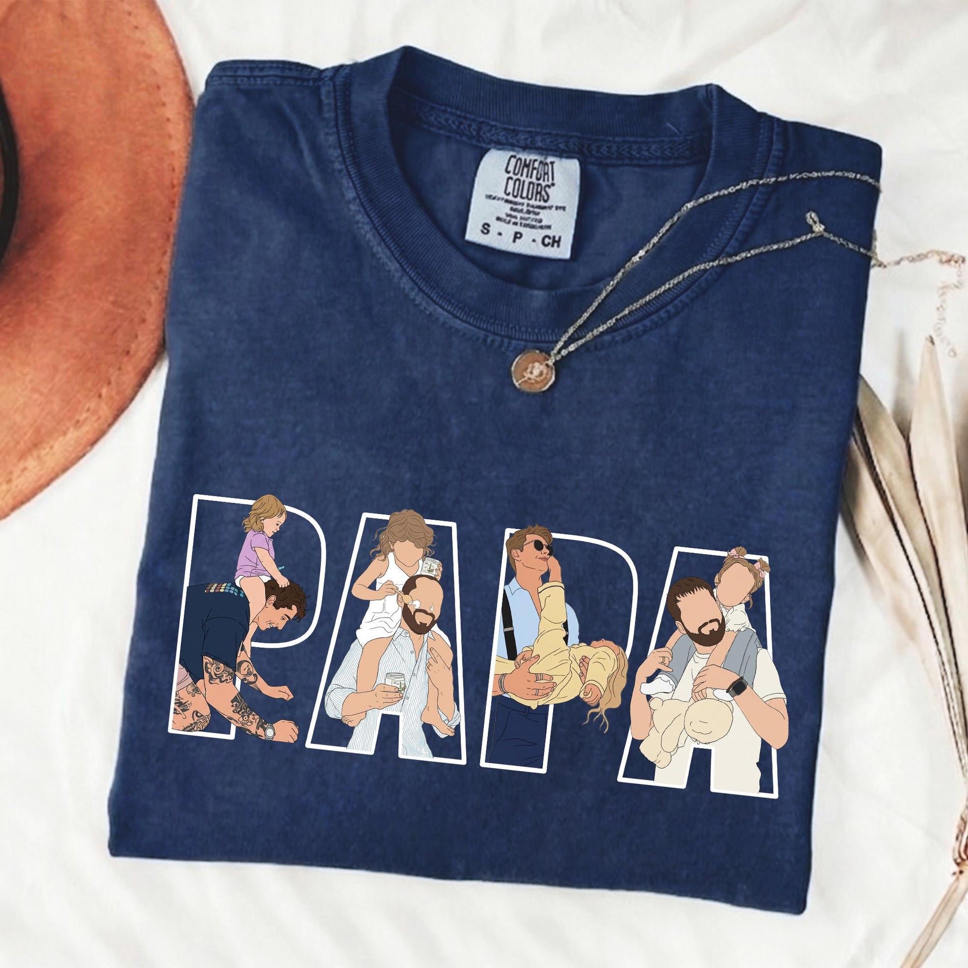 Personalized Papa Portrait Shirt, Dad Shirt With Photo, Father's Day Gift for Dad, Papa, Daddy Gift from Baby