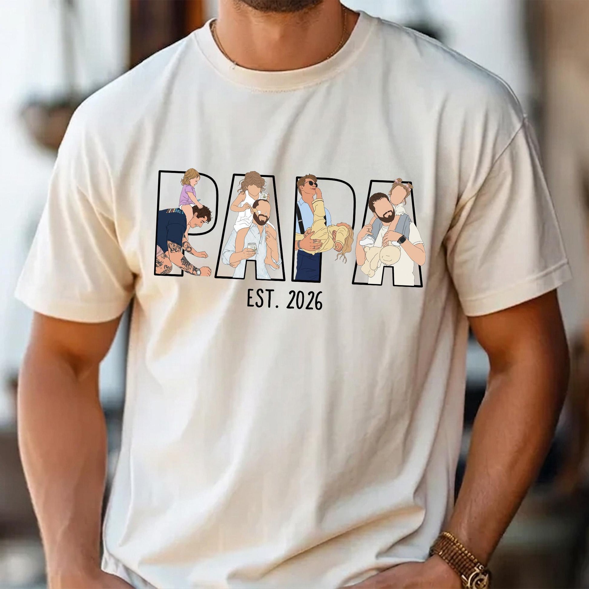 Personalized Papa Portrait Shirt, Dad Shirt With Photo, Father's Day Gift for Dad, Papa, Daddy Gift from Baby