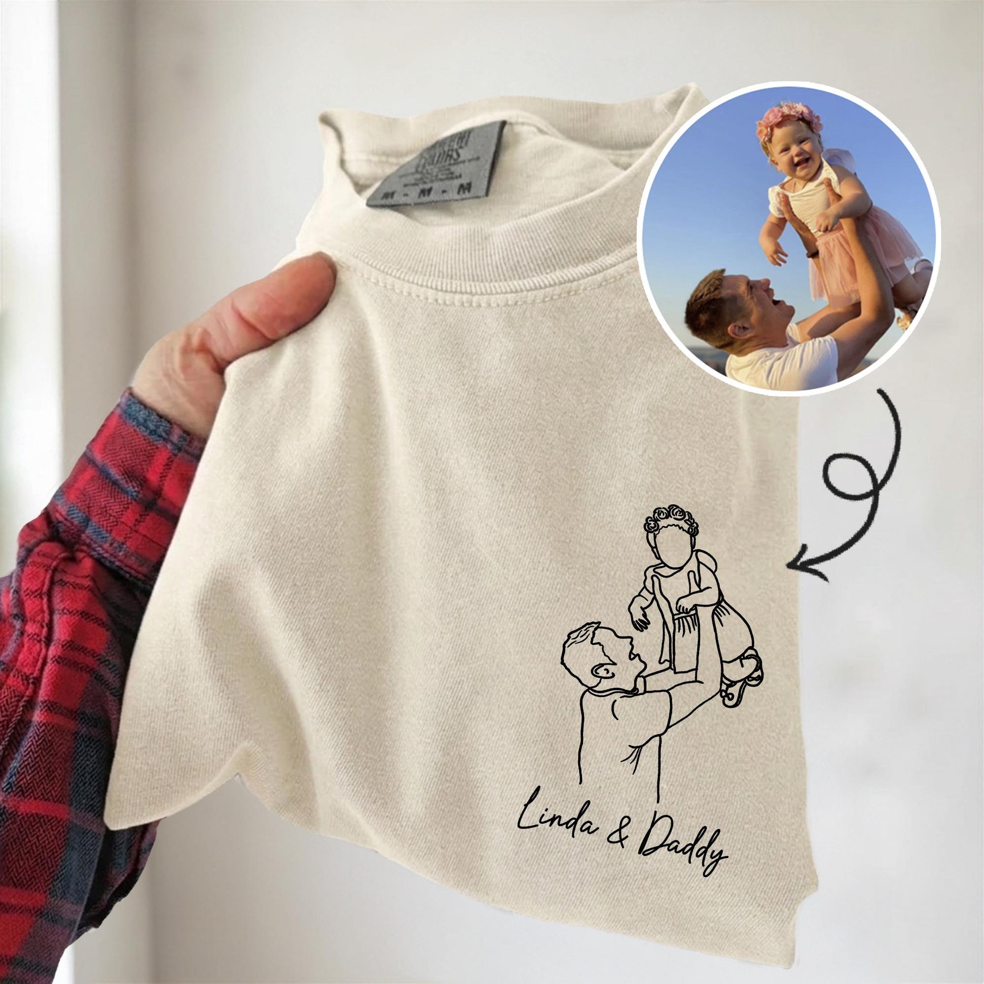 Personalized Dad Portrait From Photo Shirt, Custom Dad Shirts, Father's Day Gift for Dad, Grandpa